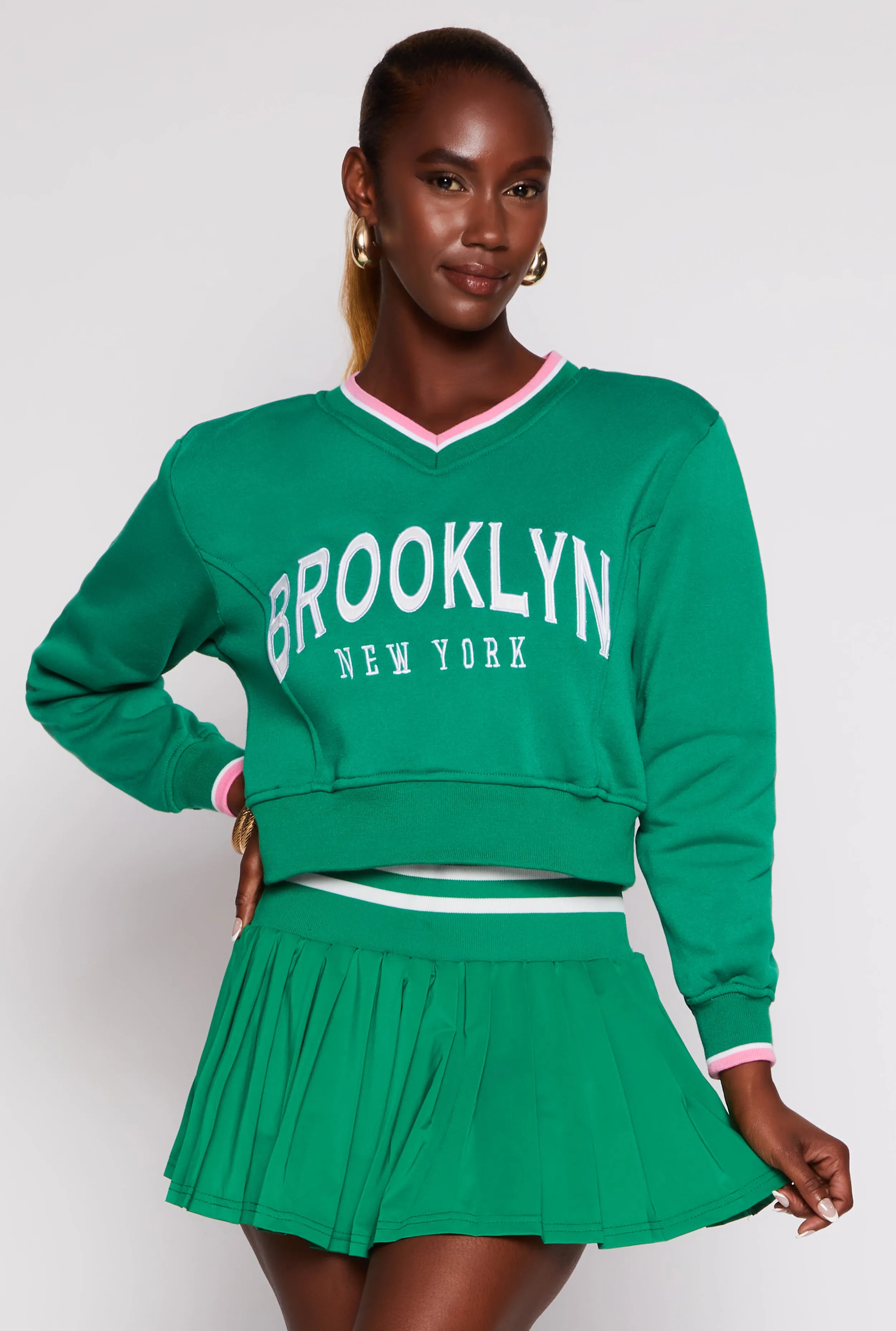 City Varsity Graphic V Neck Pullover Sweatshirt sold by Rainbow