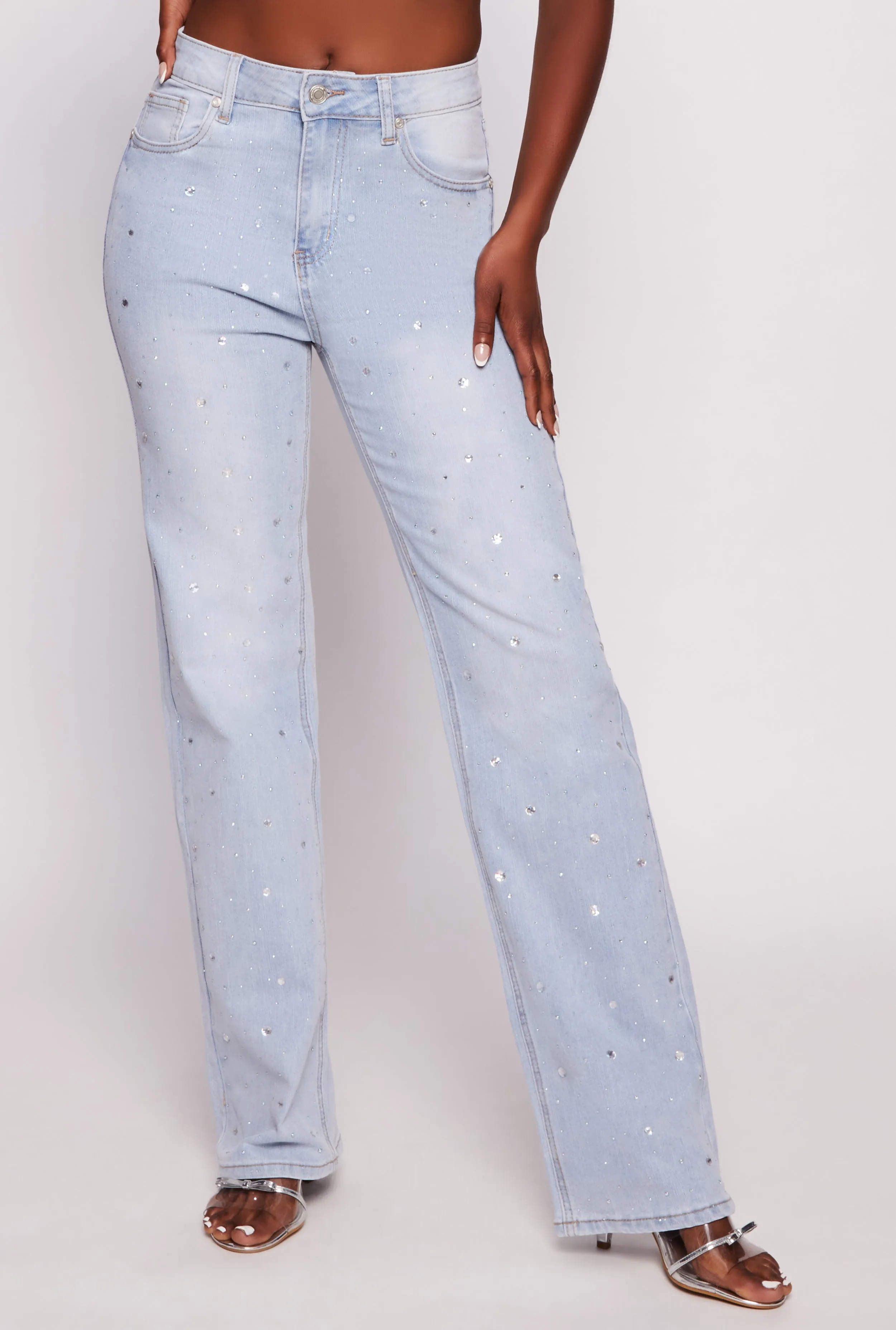 Rhinestone Straight Leg Jeans sold by Rainbow product image thumbnail 2