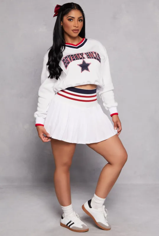 Varsity Stripe Pleated Tennis Skirt sold by Rainbow