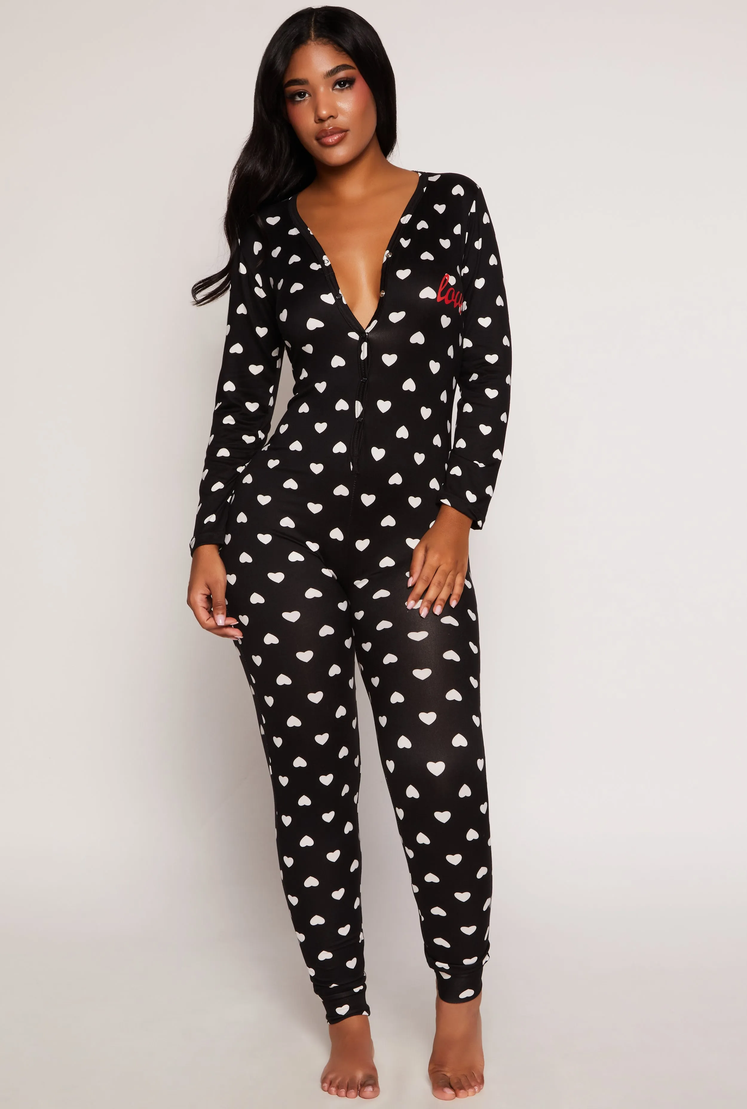 Soft Knit Heart Print Love Pajama Onesie sold by Rainbow