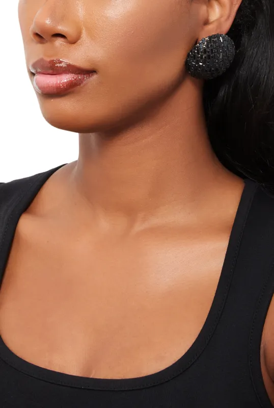 Cubic Zirconia Baguette Dome Earrings sold by Rainbow