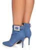 Rhinestone Buckle Stiletto Booties sold by Rainbow