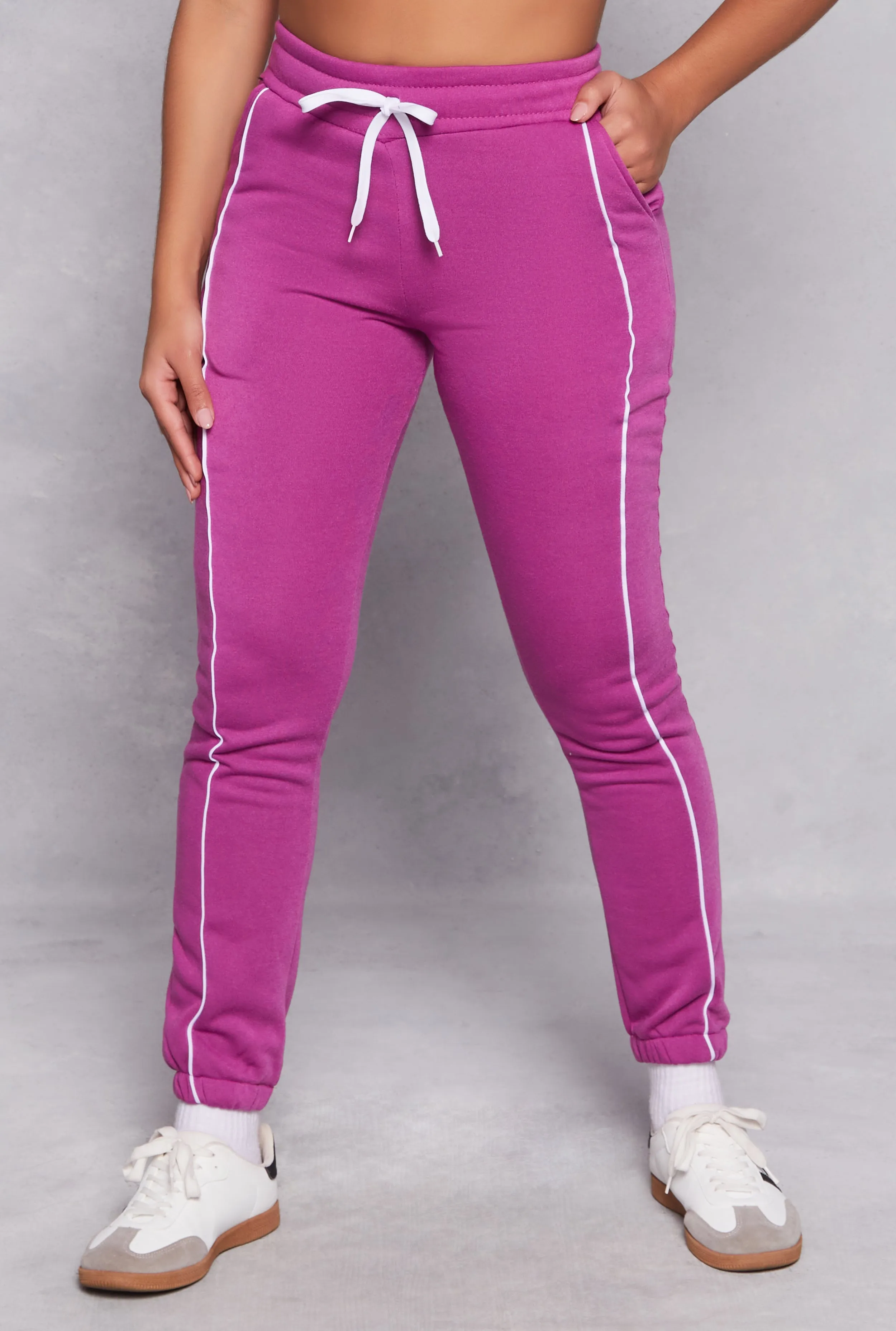 Fleece Drawstring Contrast Piping Joggers sold by Rainbow product image thumbnail 2