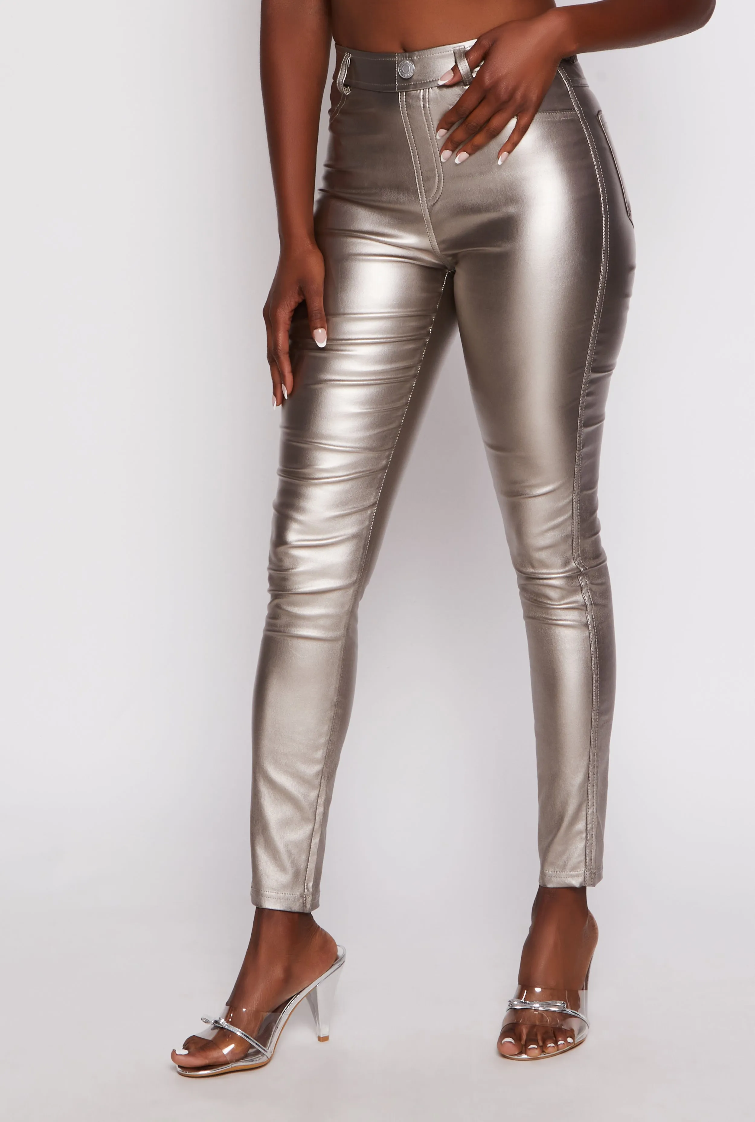 Faux Leather Metallic Skinny Pants sold by Rainbow product image thumbnail 2