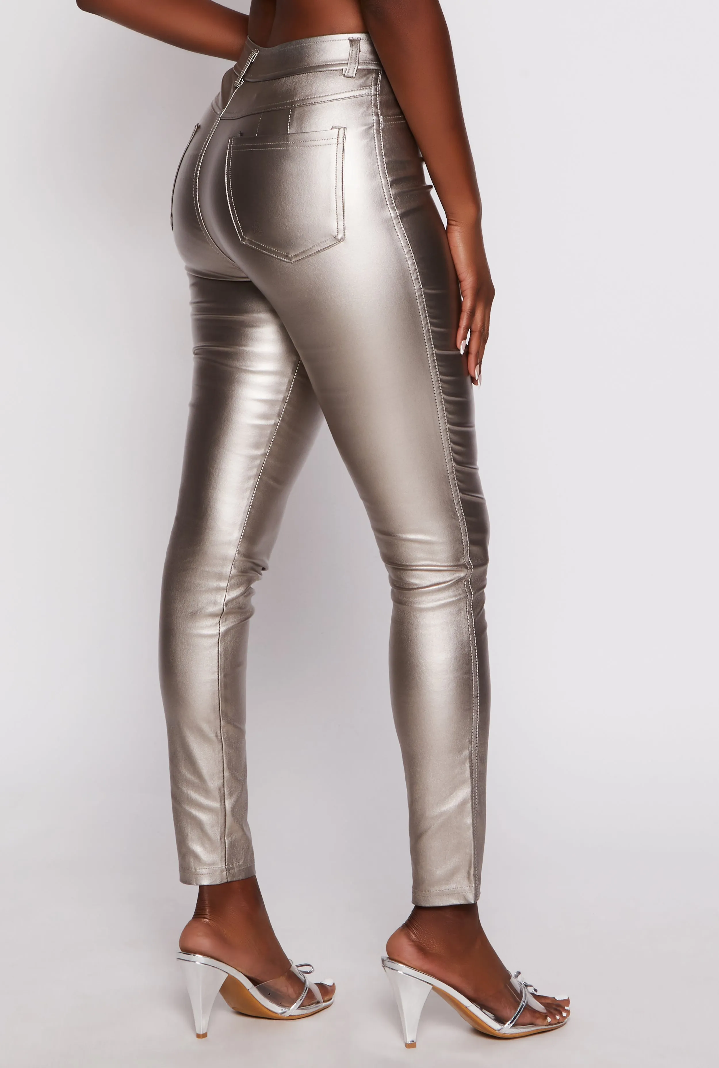 Faux Leather Metallic Skinny Pants sold by Rainbow product image thumbnail 3