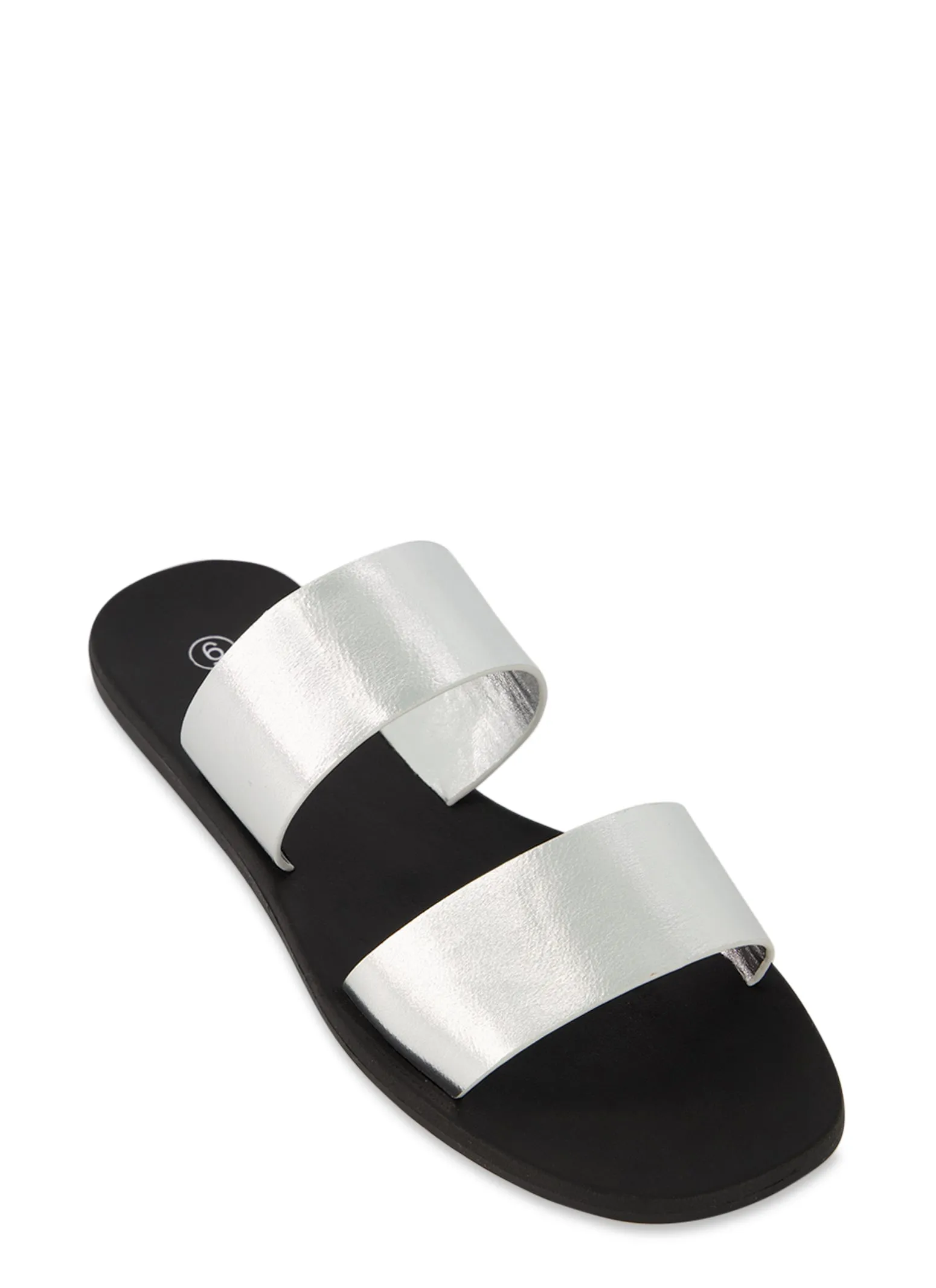 Double Band Square Toe Slide Sandals sold by Rainbow