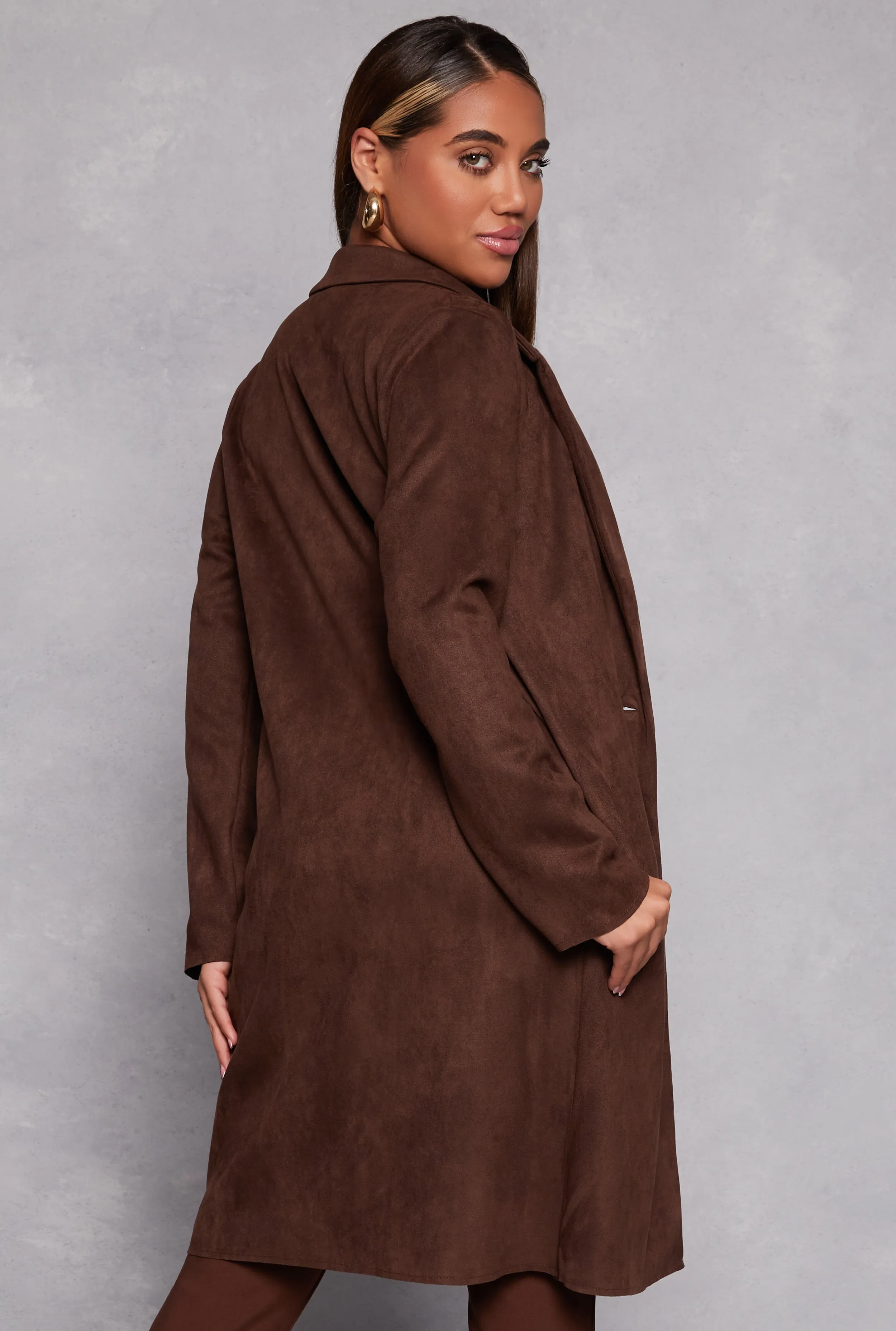 Ambiance Faux Suede Notched Collar Coat sold by Rainbow product image thumbnail 3