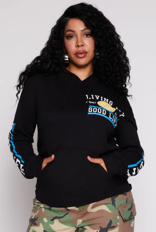 Plus Size Living My Good Life Pullover Hoodie sold by Rainbow