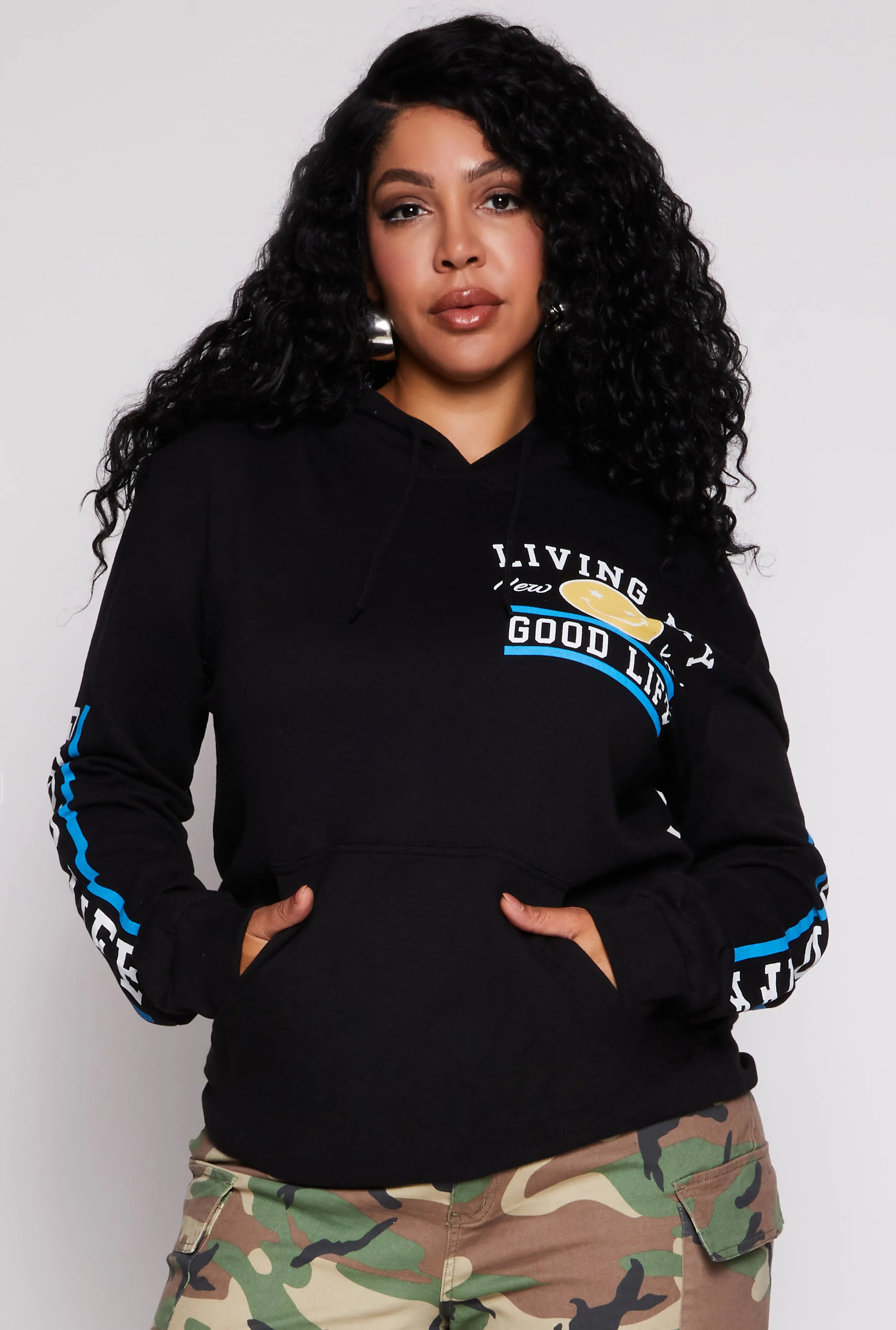 Plus Size Living My Good Life Pullover Hoodie sold by Rainbow
