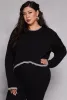 Plus Size Contrast Trim Knit Sweater sold by Rainbow