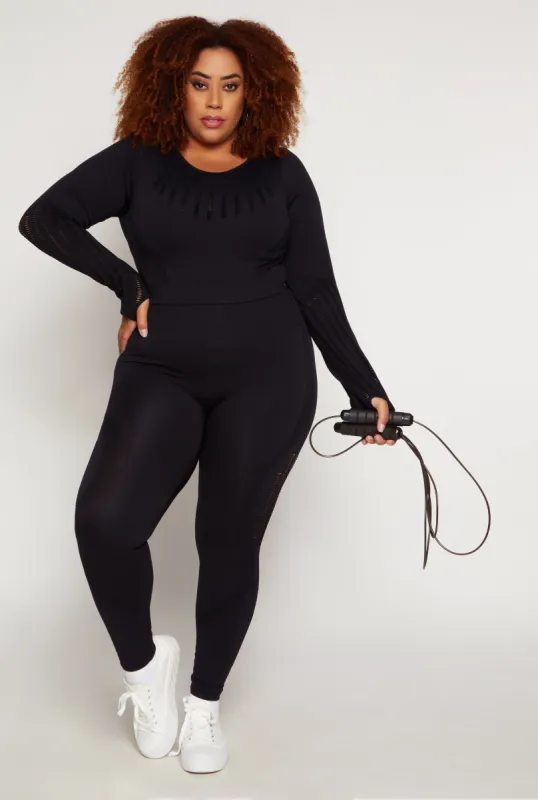 Plus Size Seamless Laser Cut Leggings sold by Rainbow