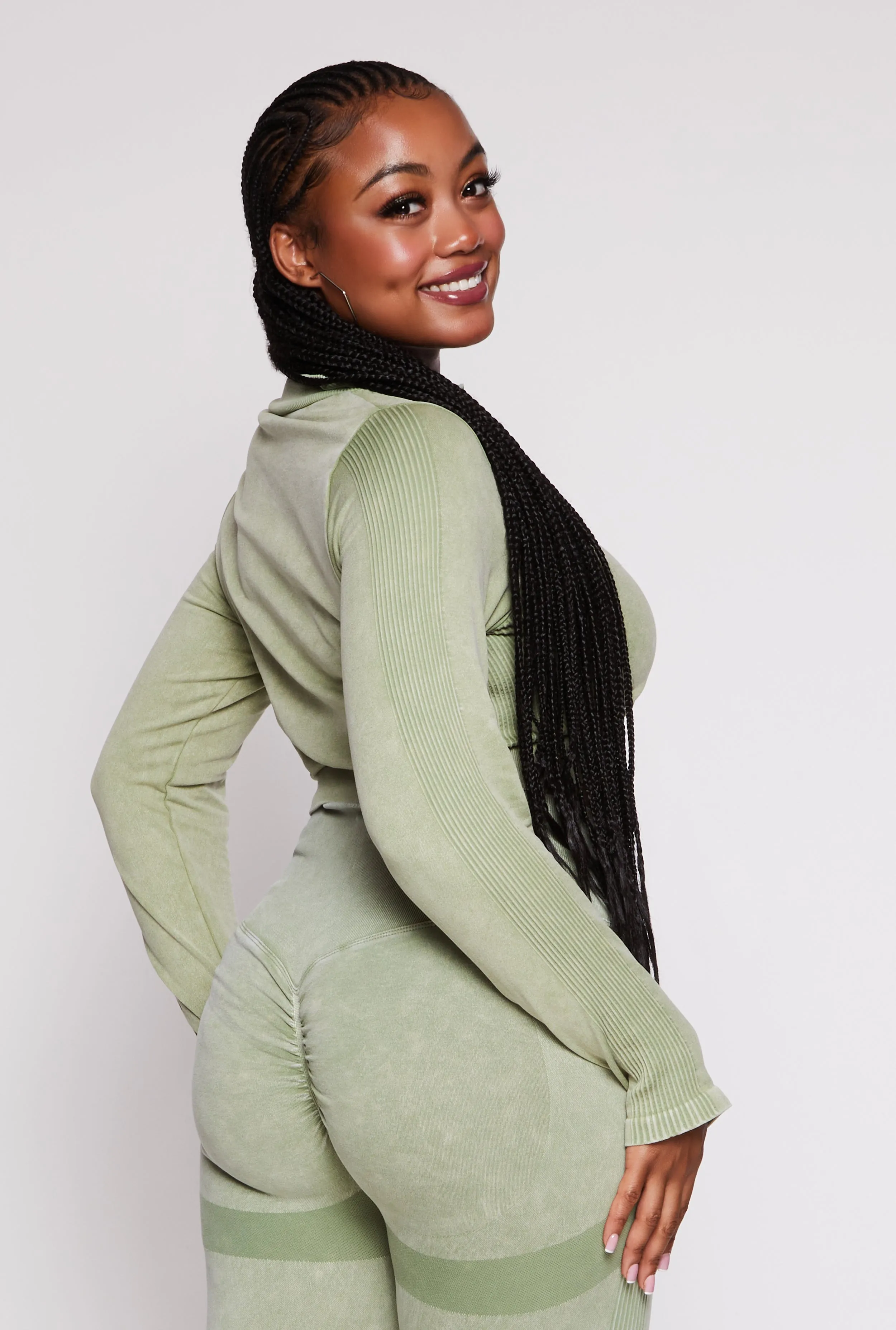 Plus Size Seamless Zip Front Cropped Track Jacket sold by Rainbow product image thumbnail 3