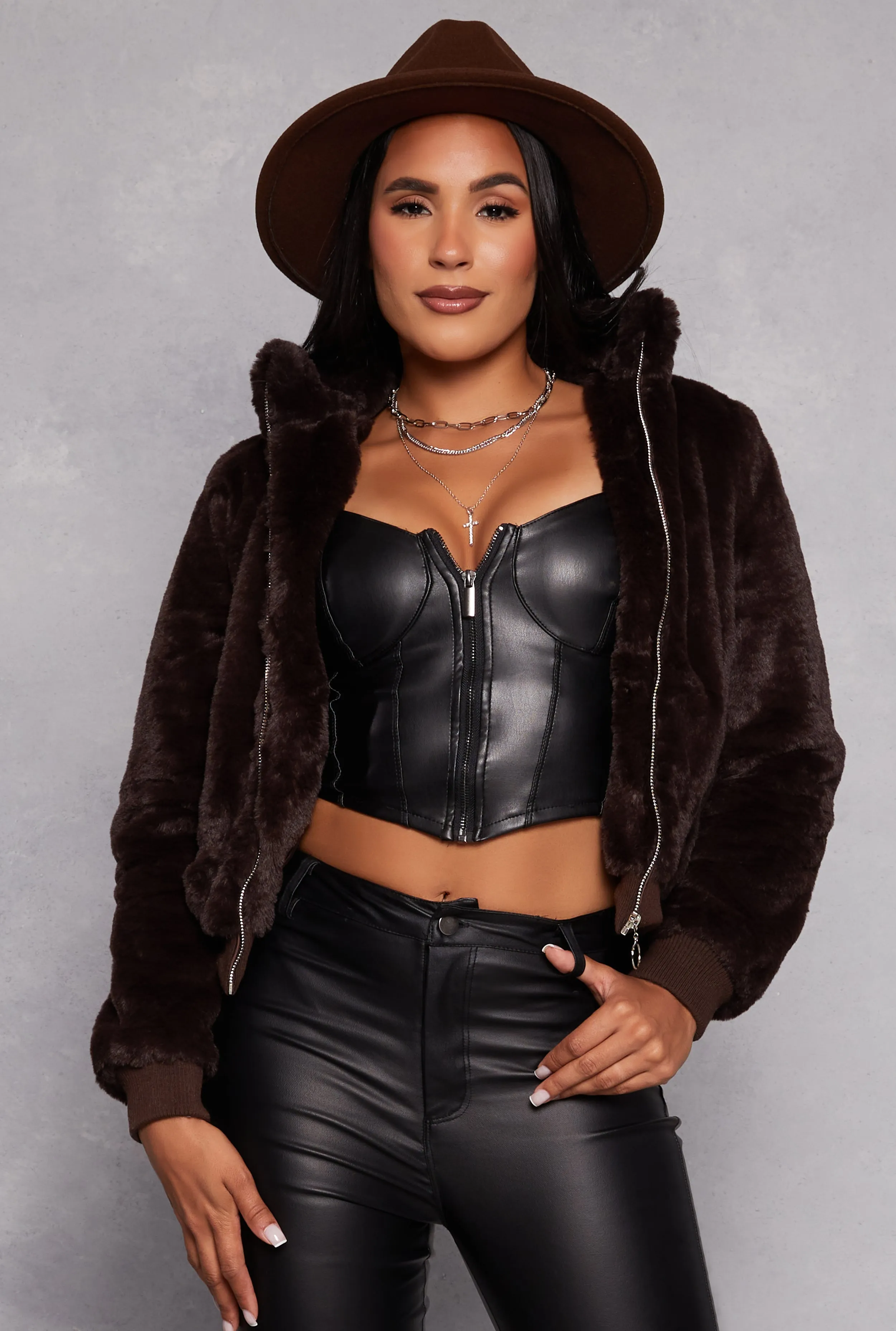 Ambiance Faux Fur Bomber Jacket sold by Rainbow