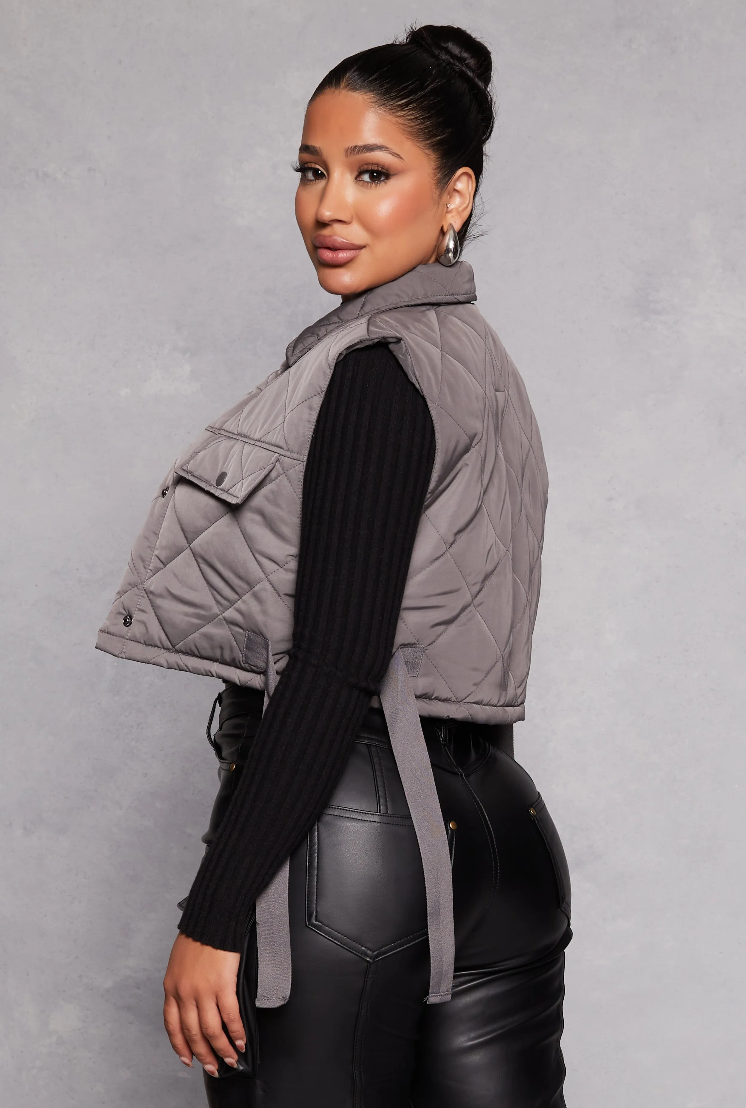 Almost Famous Quilted Snap Button Front Vest sold by Rainbow product image thumbnail 3