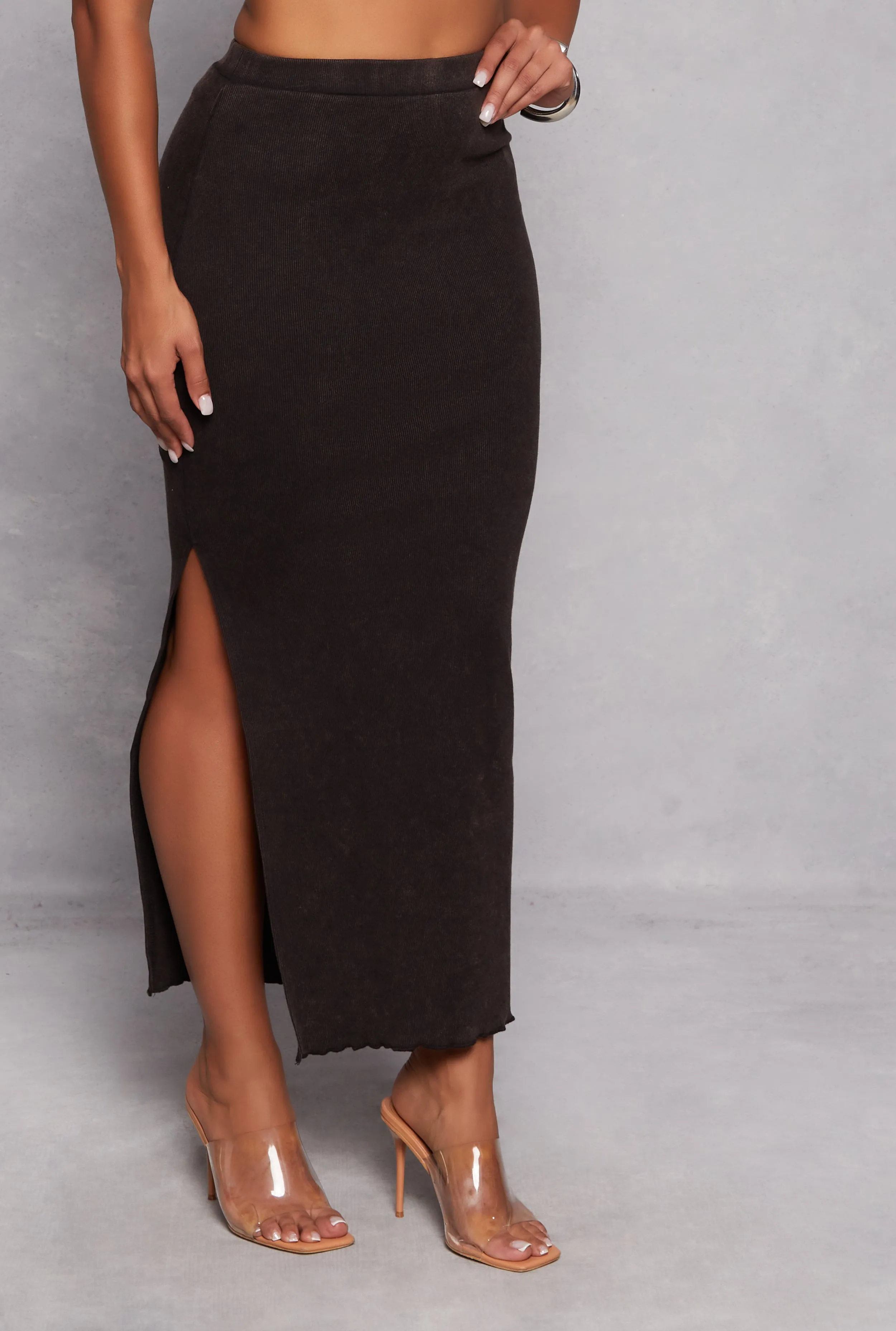 Madden Girl Lettuce Edge Side Slit Maxi Skirt sold by Rainbow product image thumbnail 2