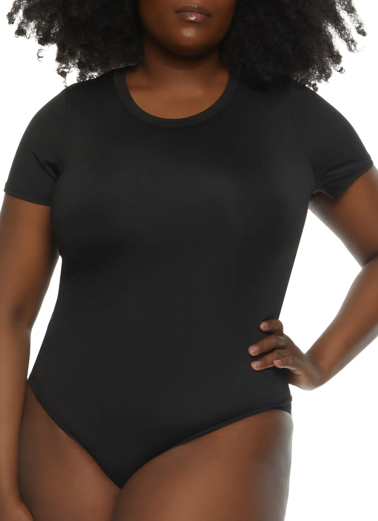 Plus Size Basic Crew Neck Bodysuit sold by Rainbow