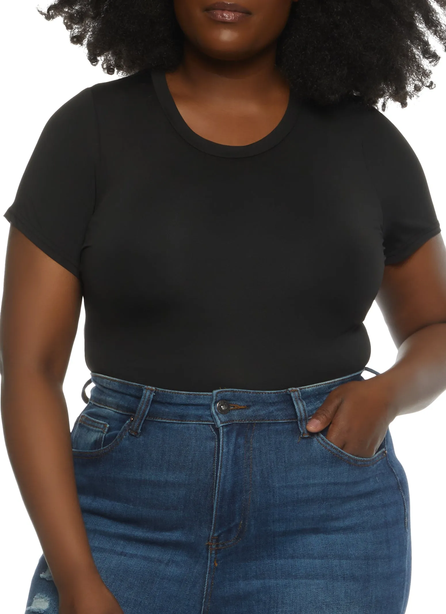 Plus Size Basic Crew Neck Bodysuit sold by Rainbow product image thumbnail 2