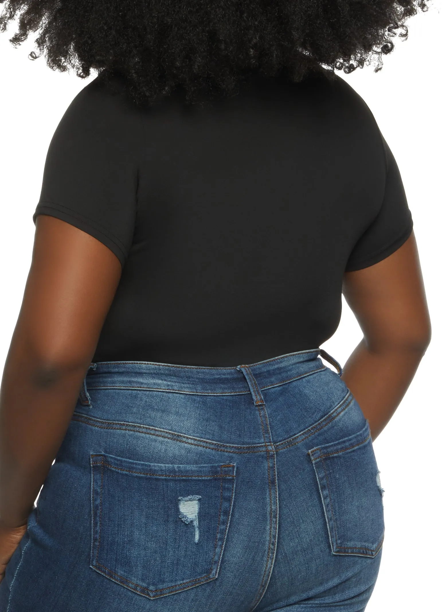 Plus Size Basic Crew Neck Bodysuit sold by Rainbow product image thumbnail 3