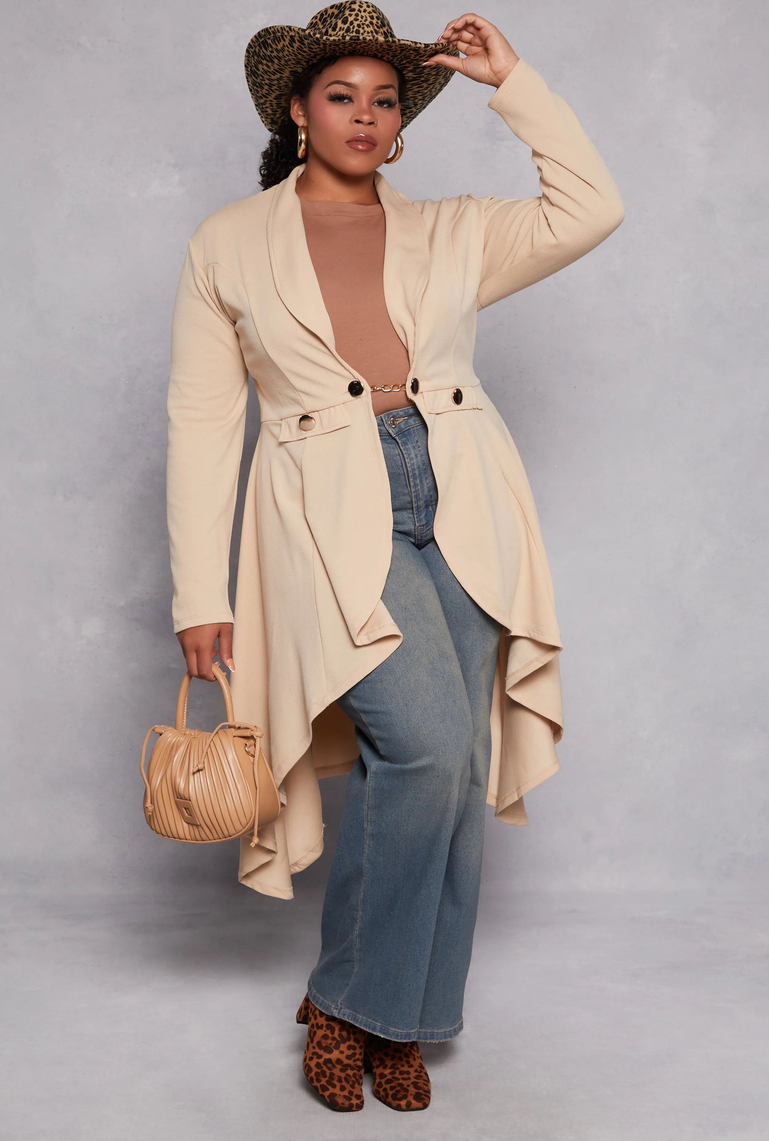 Plus Size Chain Button High Low Blazer sold by Rainbow product image thumbnail 2