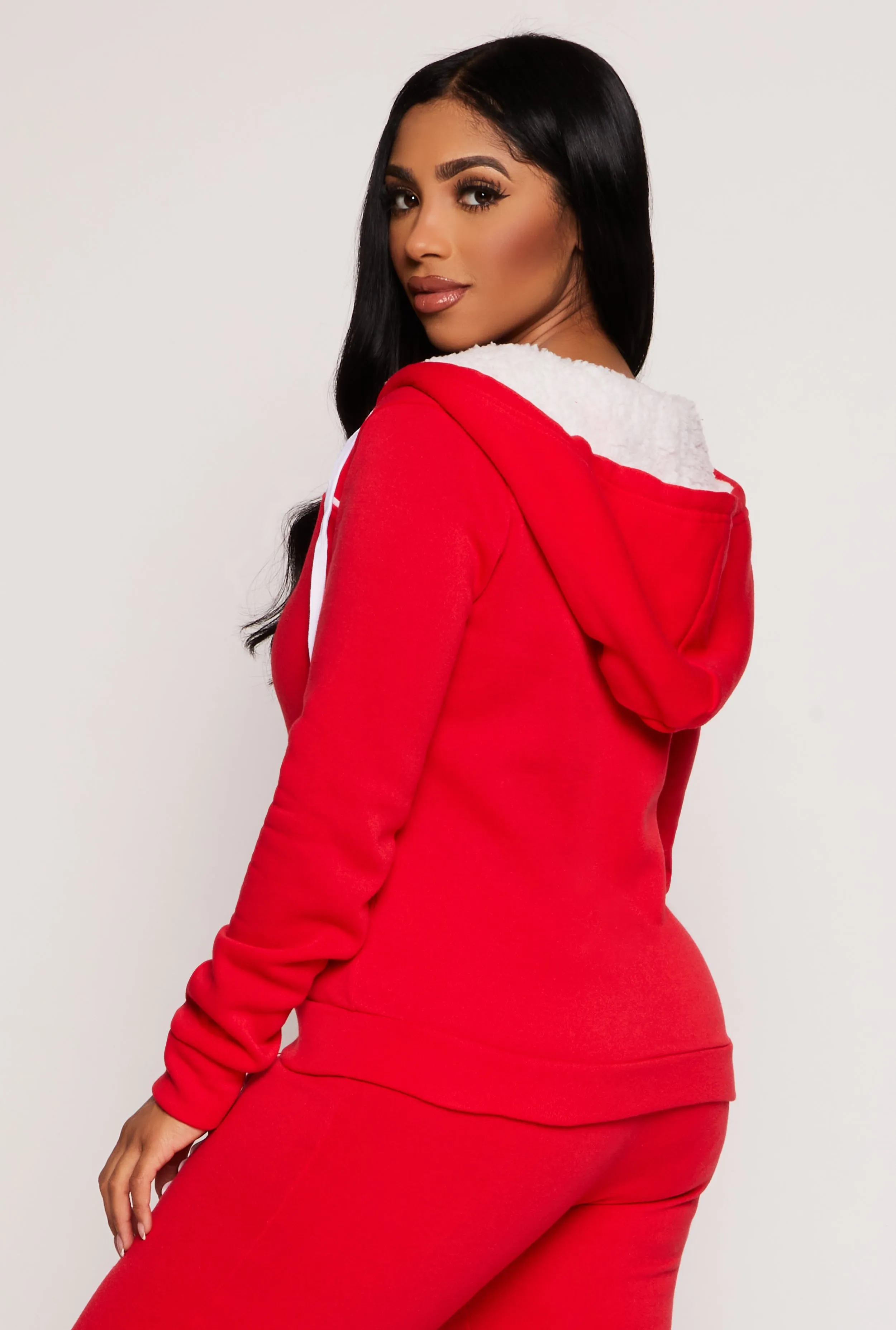 Contrast Piping Zip Sherpa Hooded Sweatshirt sold by Rainbow product image thumbnail 3