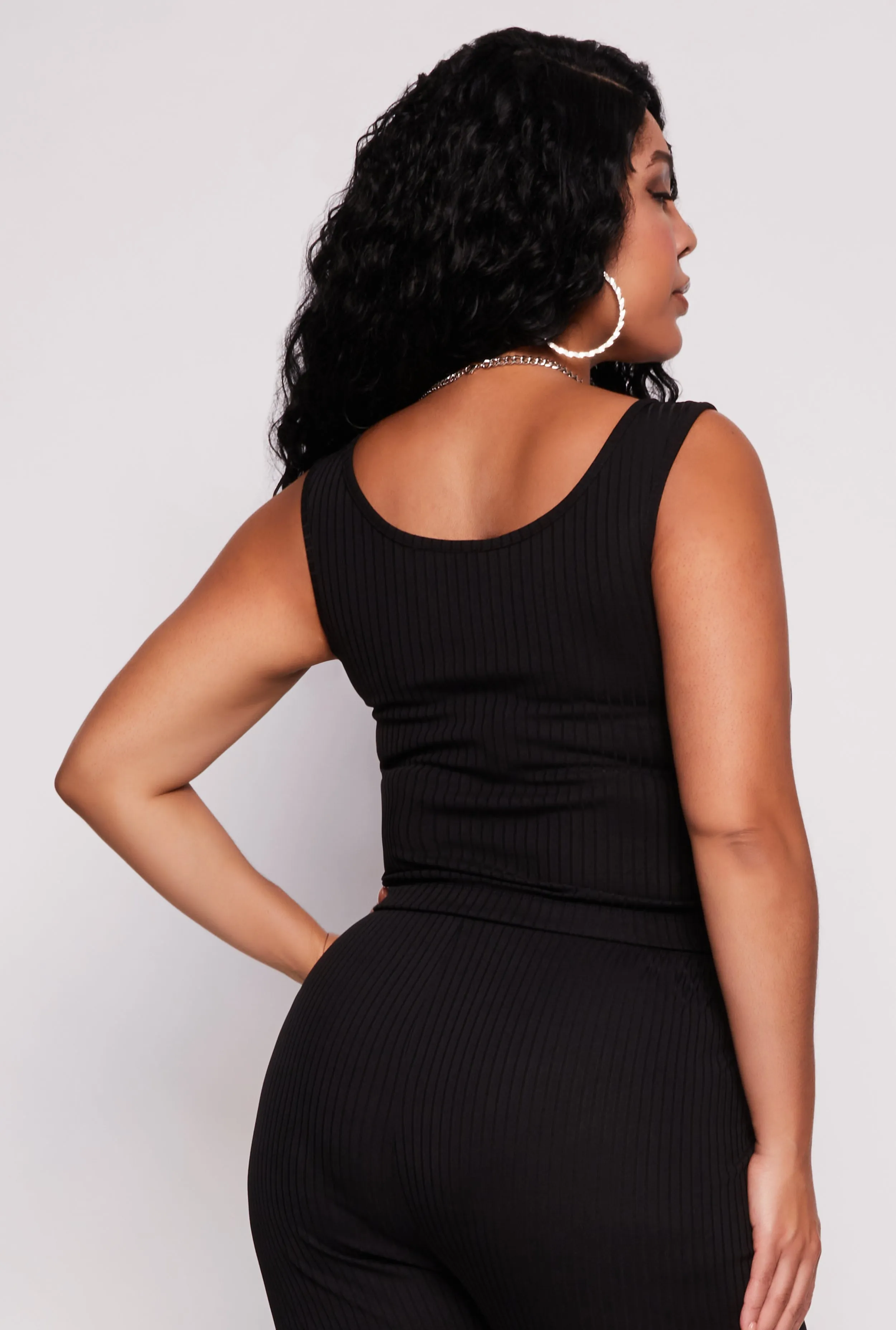 Plus Size Ribbed Knit Scoop Neck Tank Top sold by Rainbow product image thumbnail 3