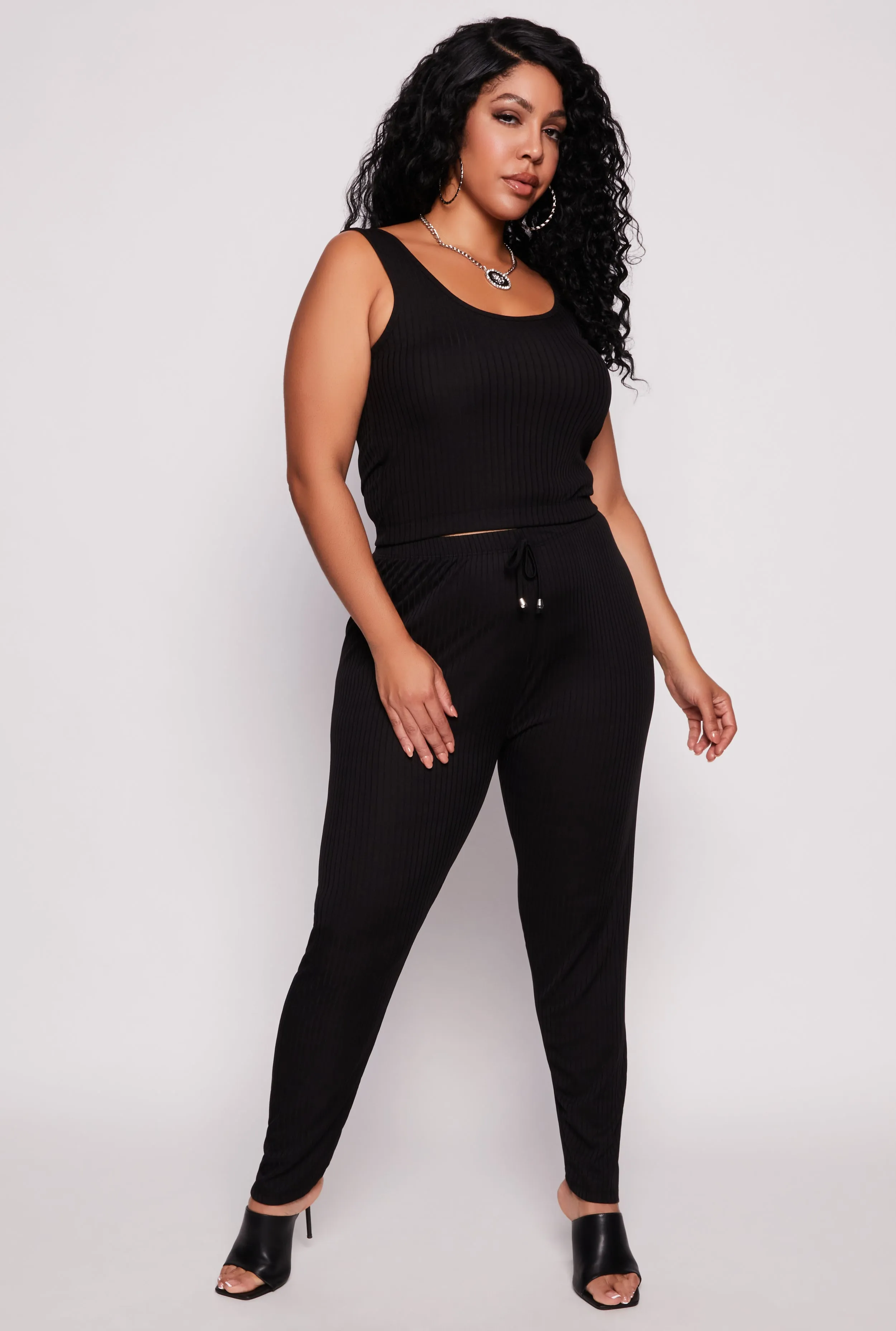 Plus Size Ribbed Knit Scoop Neck Tank Top sold by Rainbow product image thumbnail 2