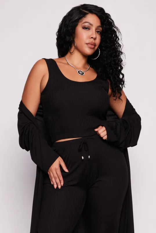Plus Size Ribbed Knit Scoop Neck Tank Top sold by Rainbow