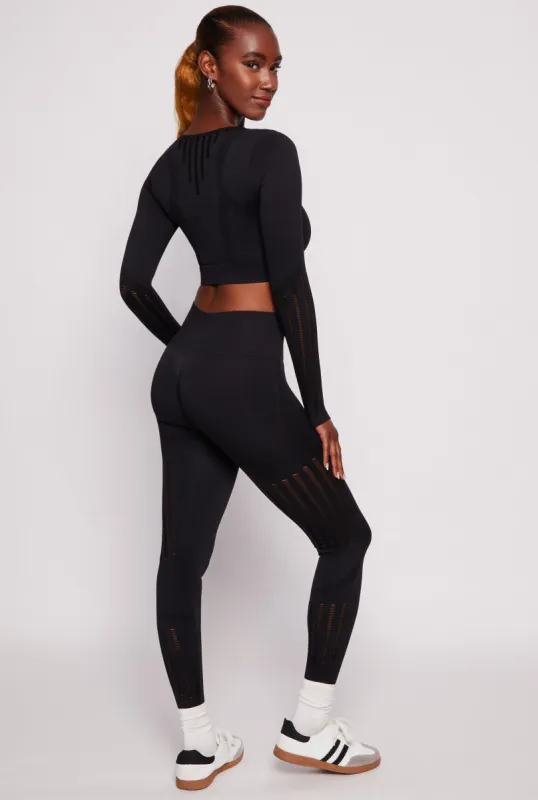 Seamless Laser Cut High Waist Leggings sold by Rainbow