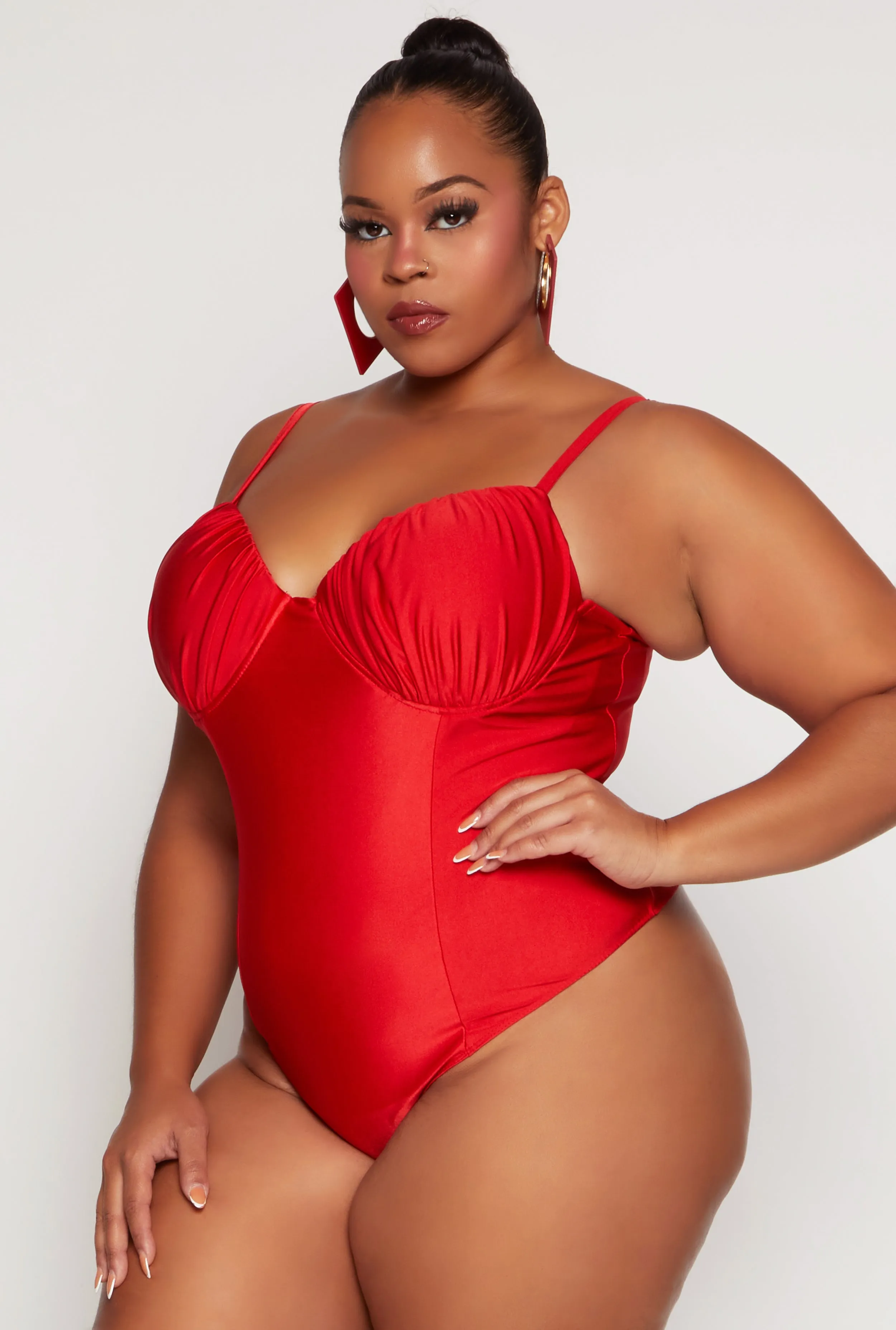 Plus Size Ruched Detail Bustier Bodysuit sold by Rainbow