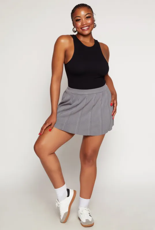 Plus Size Daisy Knit Pleated Mini Skort sold by Rainbow
