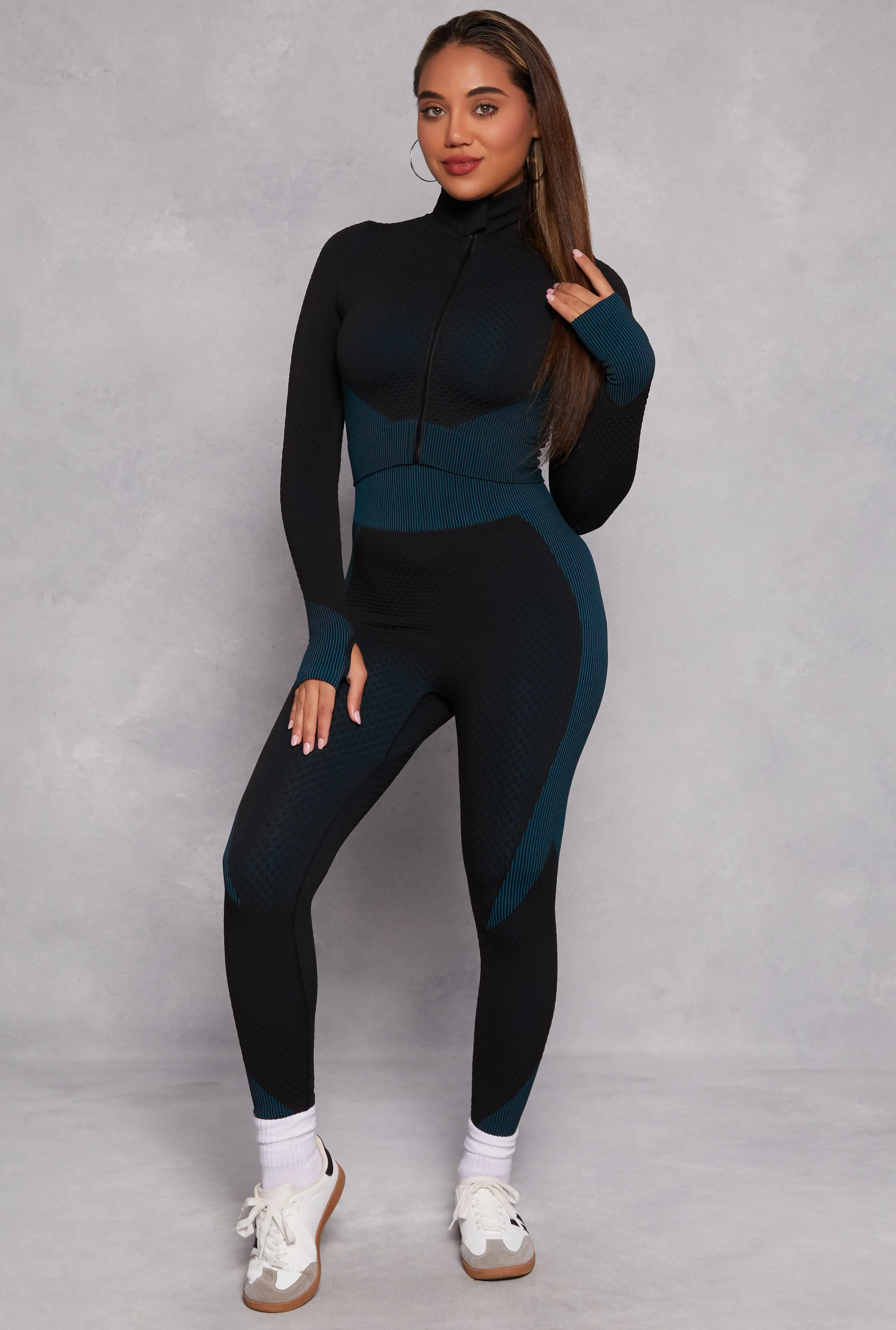 Seamless Textured Knit Zip Front Track Jacket sold by Rainbow product image thumbnail 3