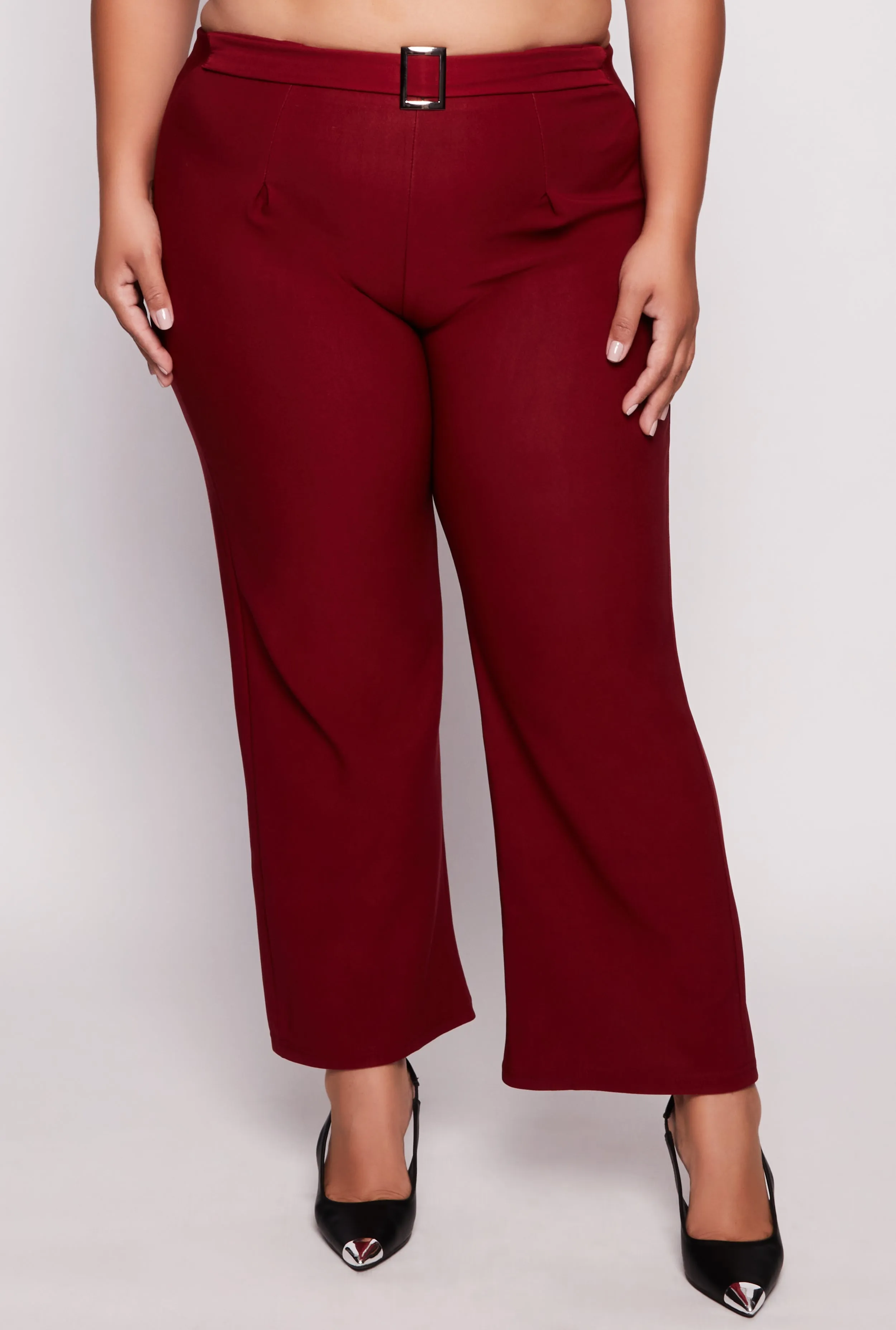 Plus Size Scuba Belted Front Wide Leg Pants sold by Rainbow product image thumbnail 2