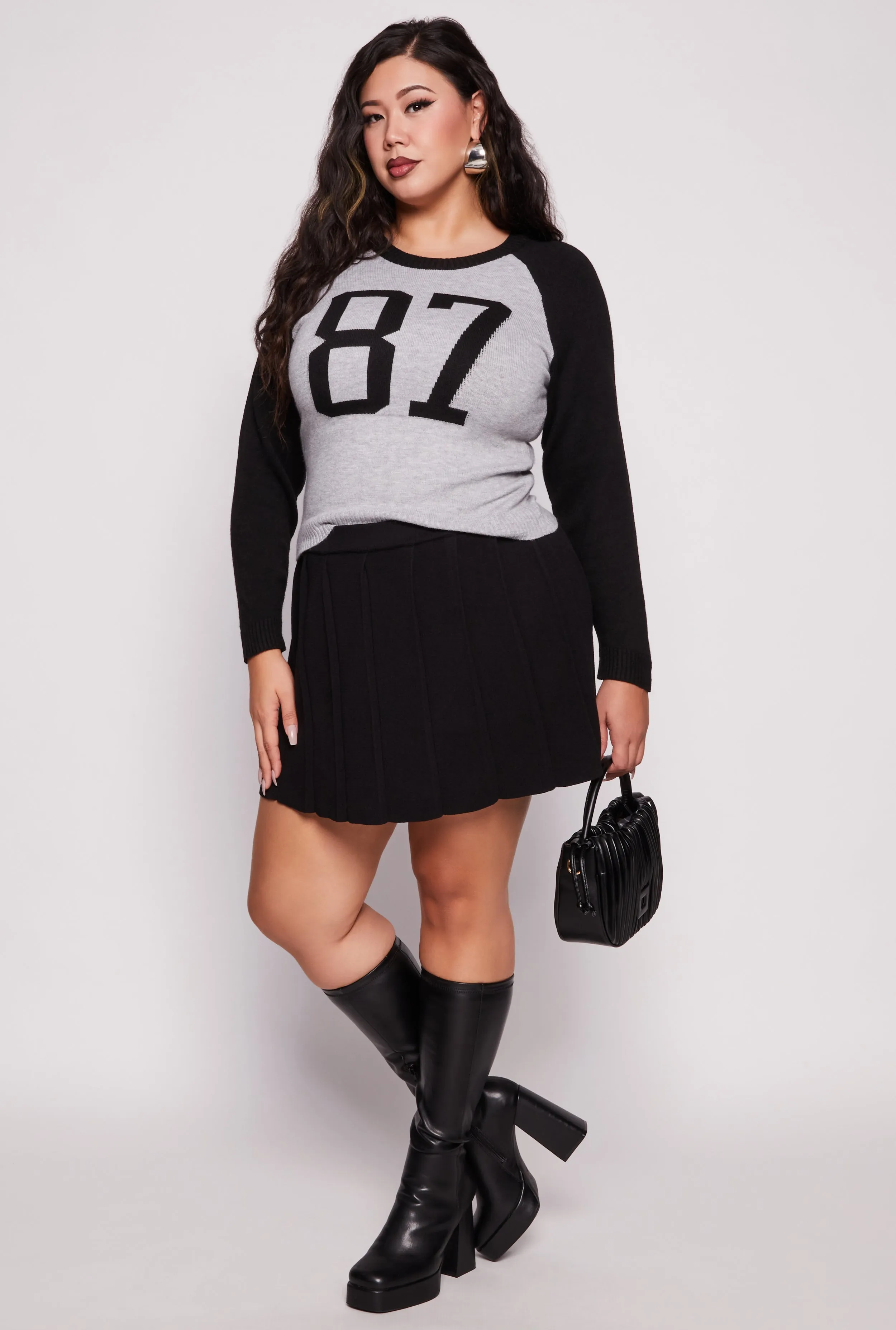 Plus Size Daisy Knit Pleated Mini Skort sold by Rainbow