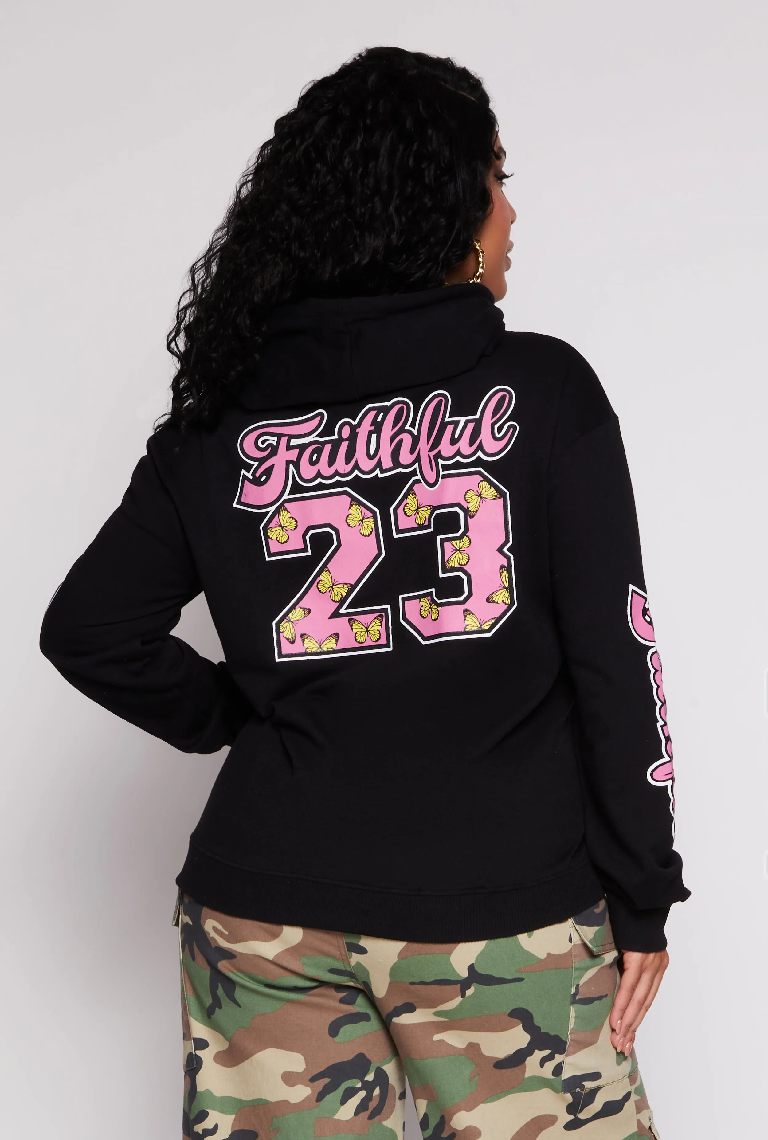 Plus Size Faithful Butterfly Graphic Pullover Hoodie sold by Rainbow product image thumbnail 3