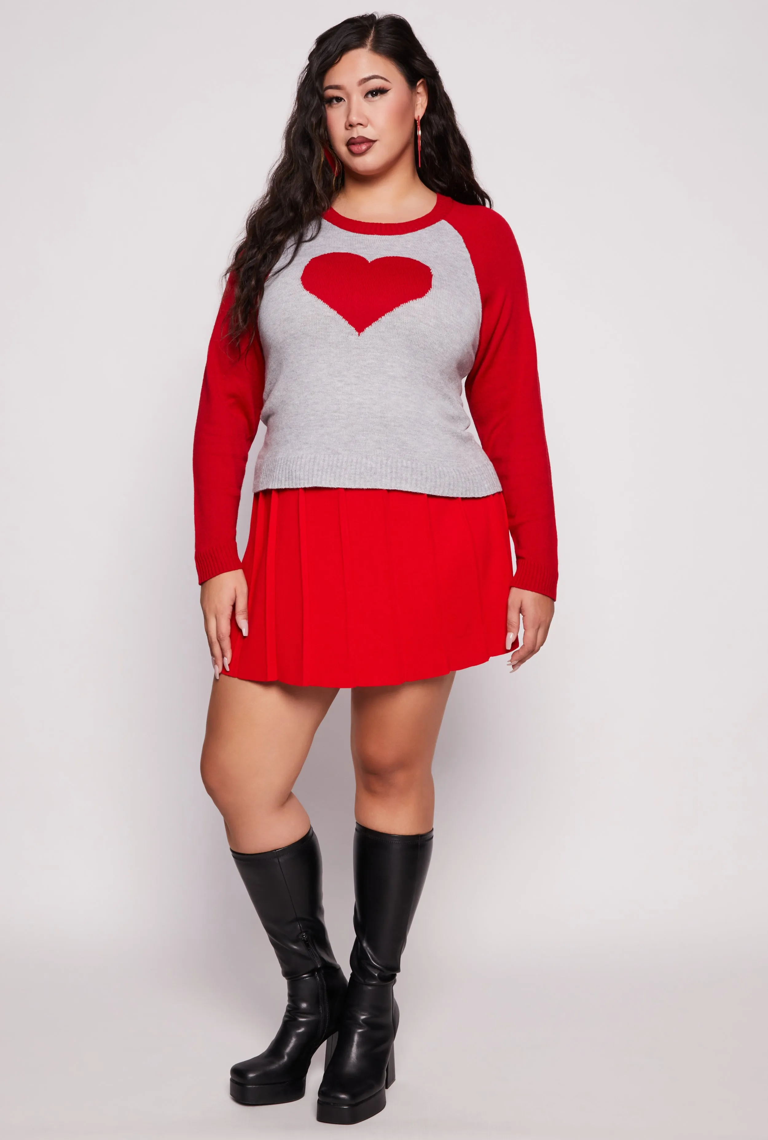 Plus Size Heart Raglan Sweater sold by Rainbow product image thumbnail 2