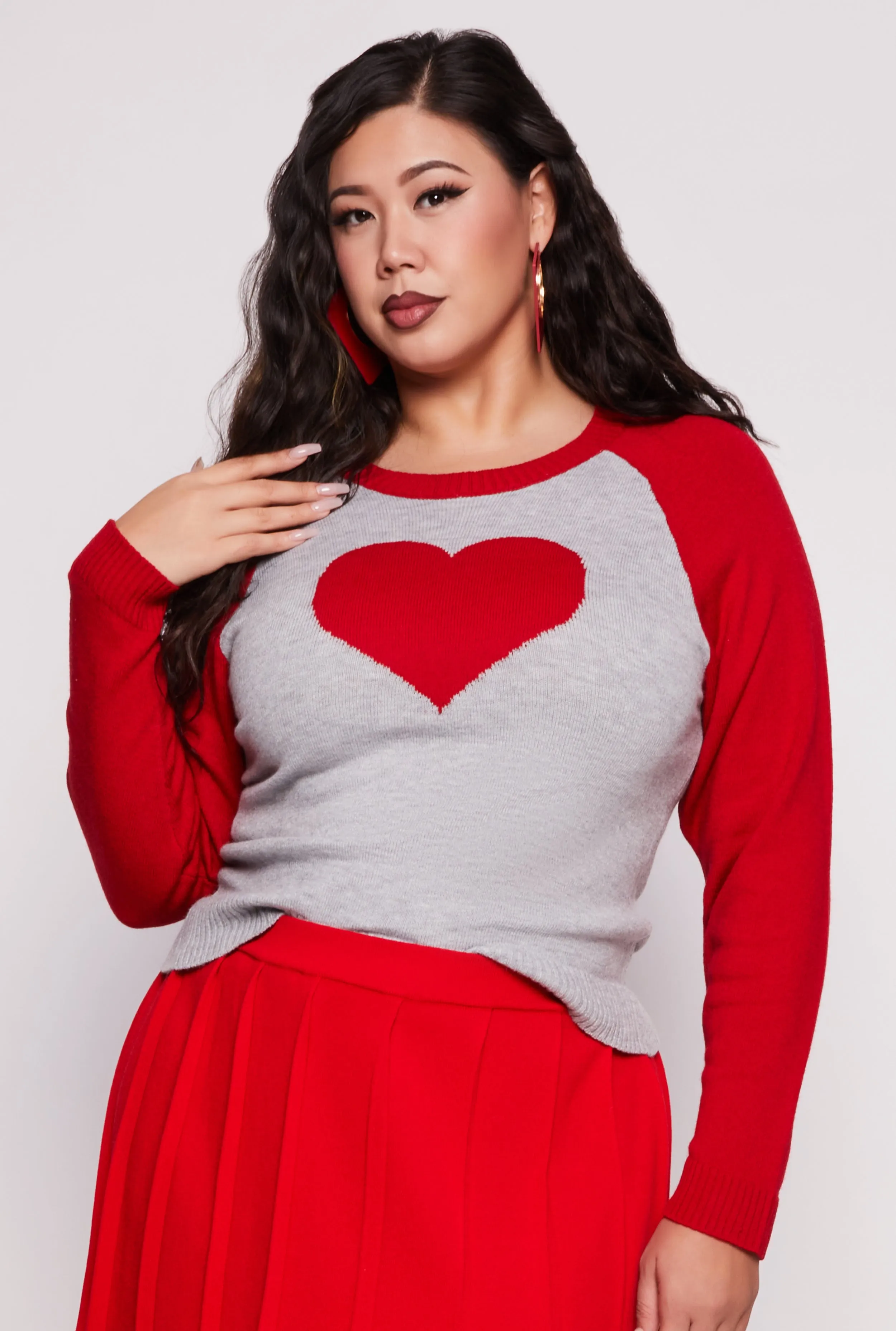 Plus Size Heart Raglan Sweater sold by Rainbow