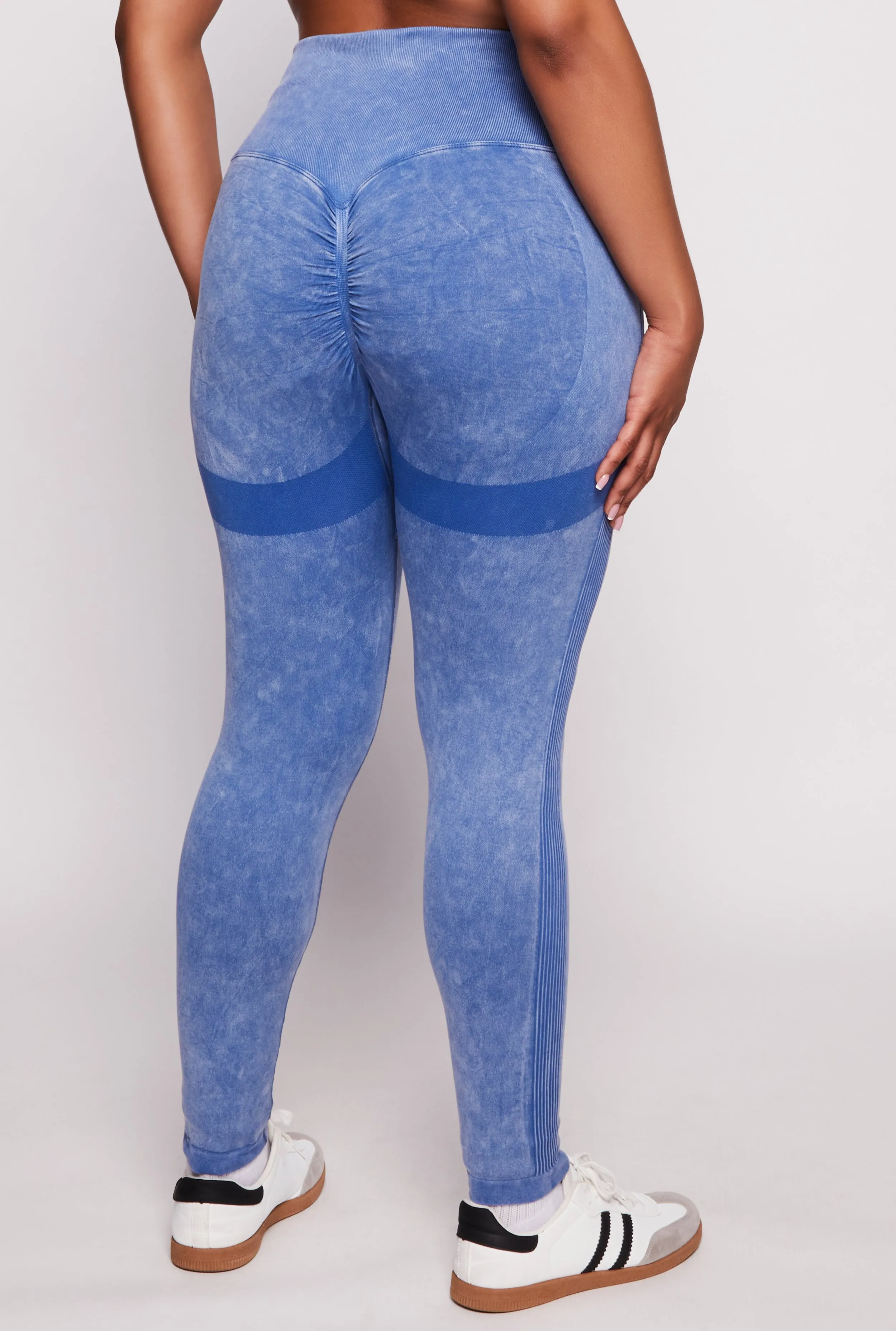 Plus Size Ribbed Knit High Waisted Crossover Leggings sold by Rainbow product image thumbnail 3