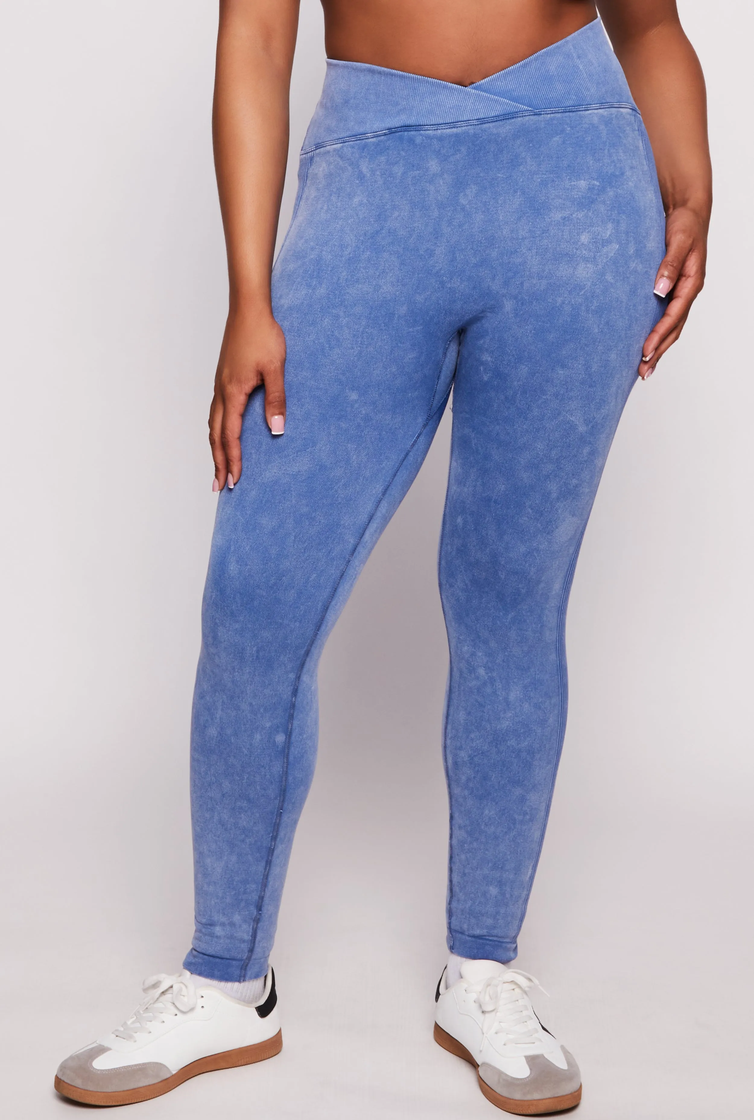 Plus Size Ribbed Knit High Waisted Crossover Leggings sold by Rainbow product image thumbnail 2