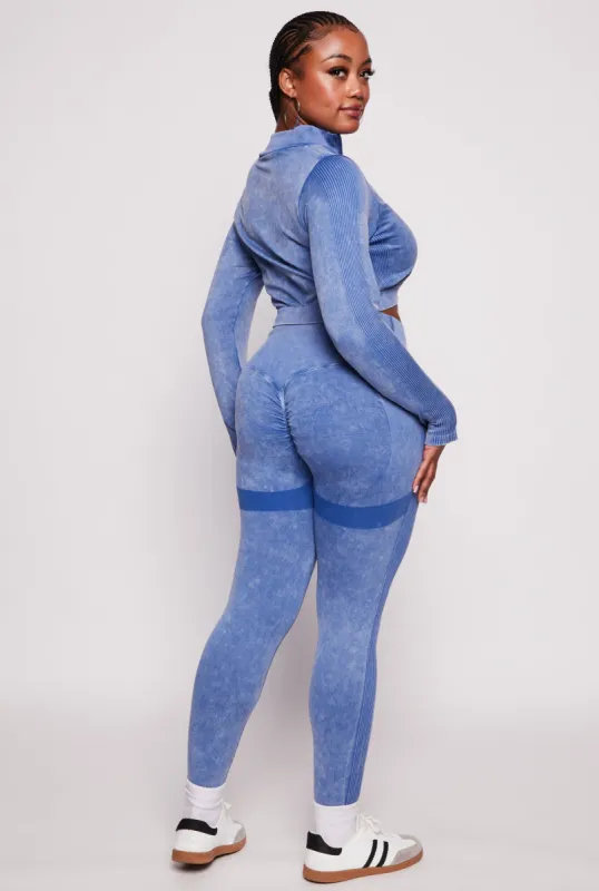 Plus Size Ribbed Knit High Waisted Crossover Leggings sold by Rainbow