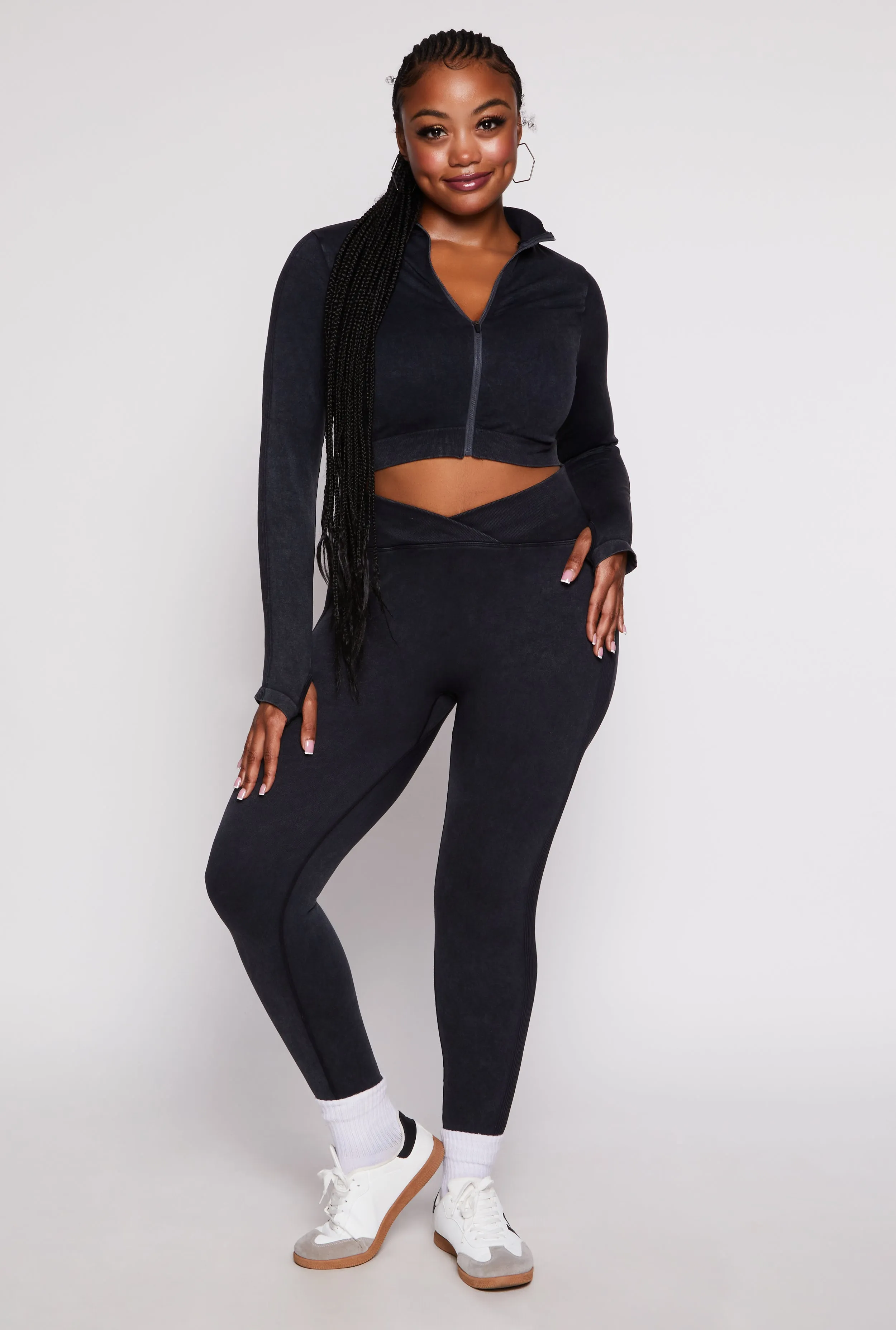 Plus Size Seamless Zip Front Cropped Track Jacket sold by Rainbow product image thumbnail 2