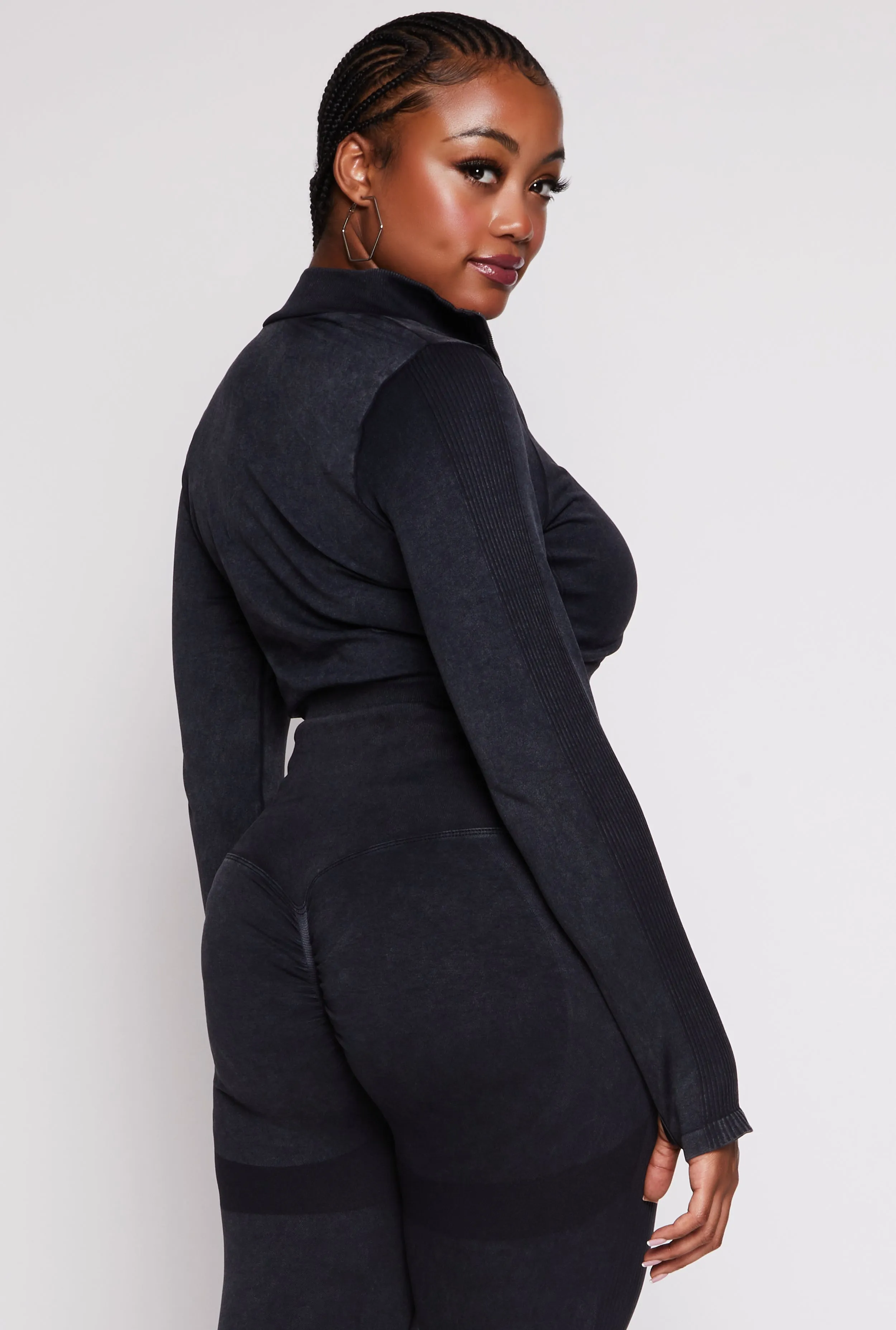 Plus Size Seamless Zip Front Cropped Track Jacket sold by Rainbow product image thumbnail 3