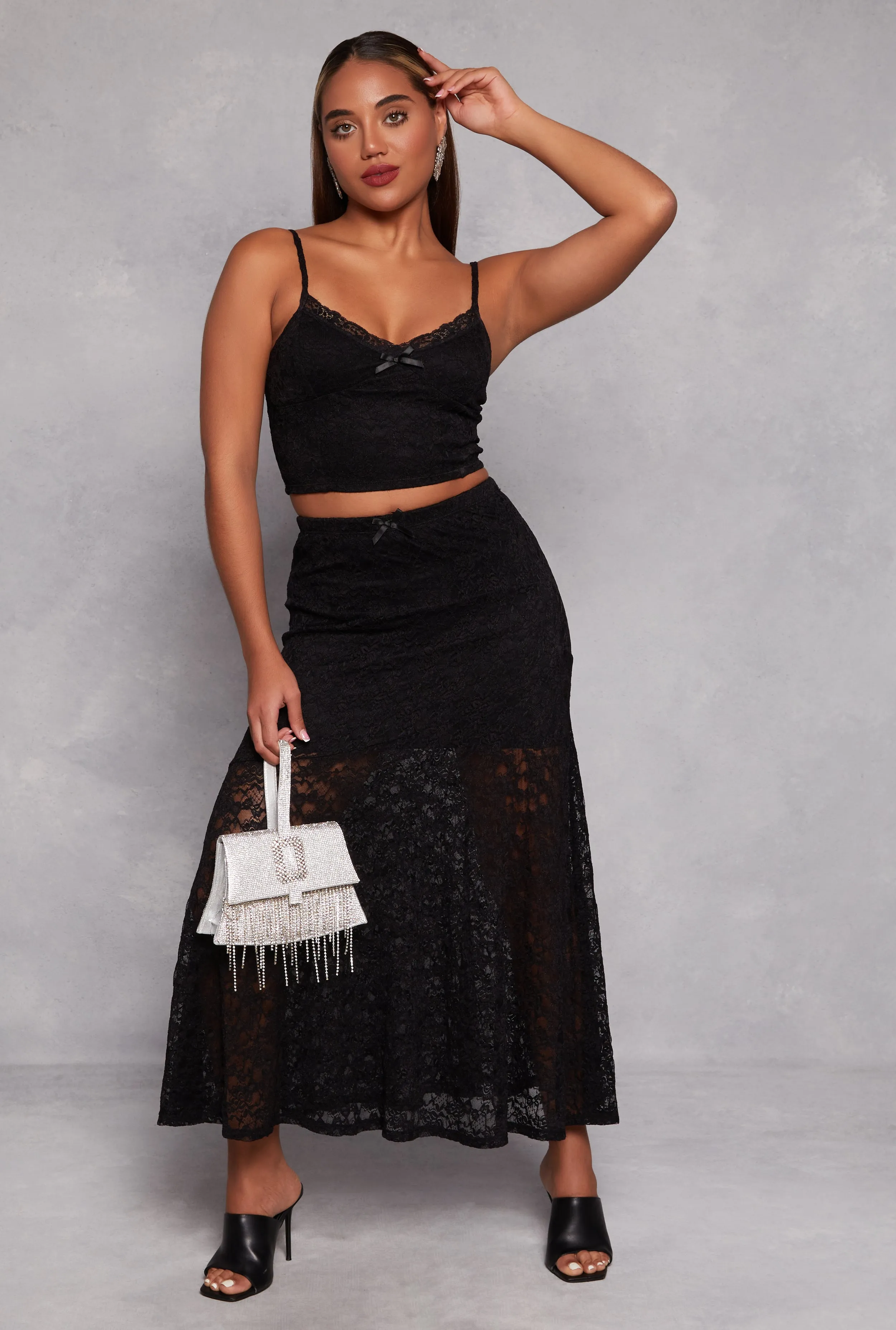 Almost Famous Floral Lace Maxi Skirt sold by Rainbow