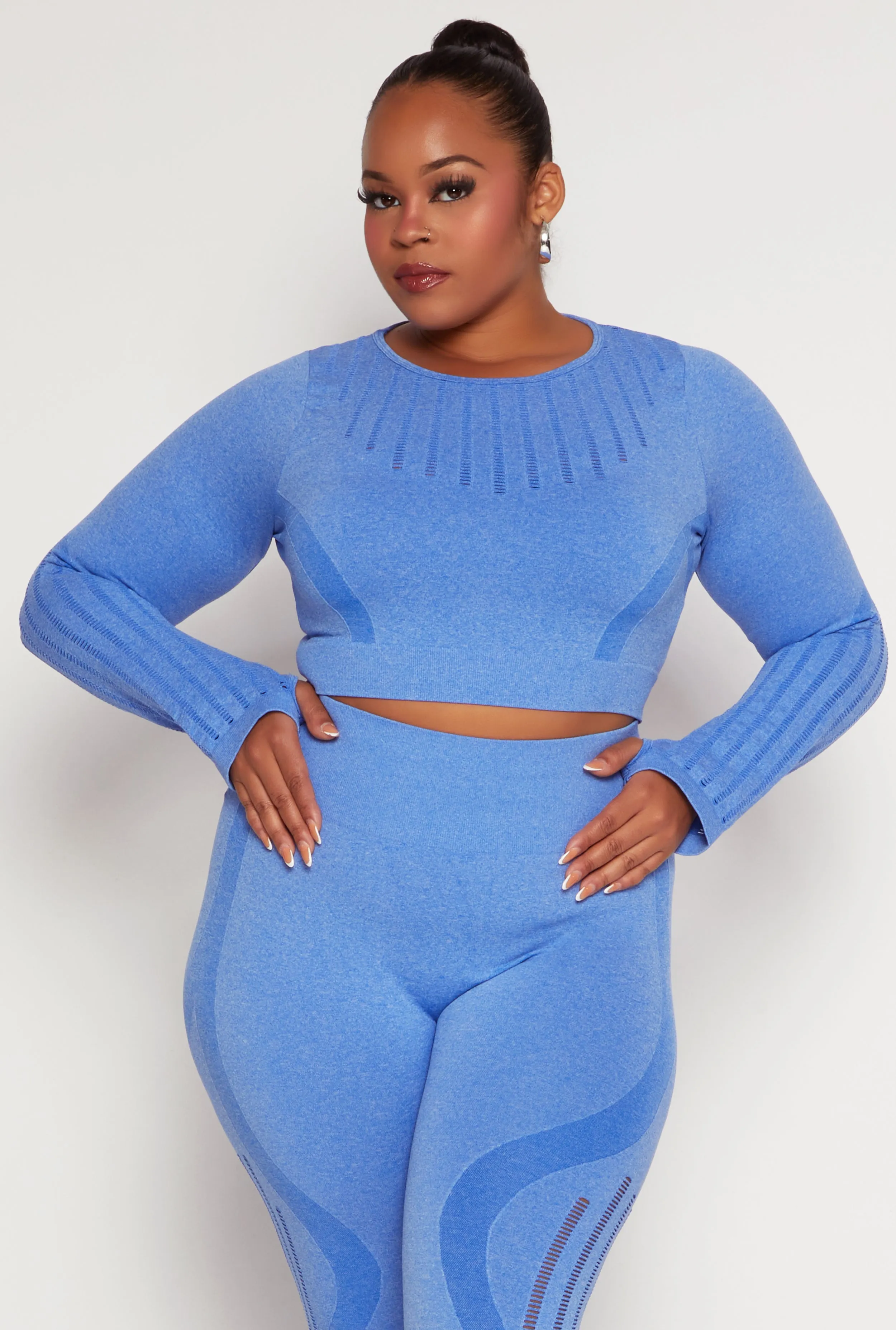 Plus Size Seamless Laser Cut Active Top sold by Rainbow