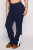 Plus Size Knit Contrast Stripe High Waist Flare Pants sold by Rainbow