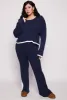 Plus Size Knit Contrast Stripe High Waist Flare Pants sold by Rainbow