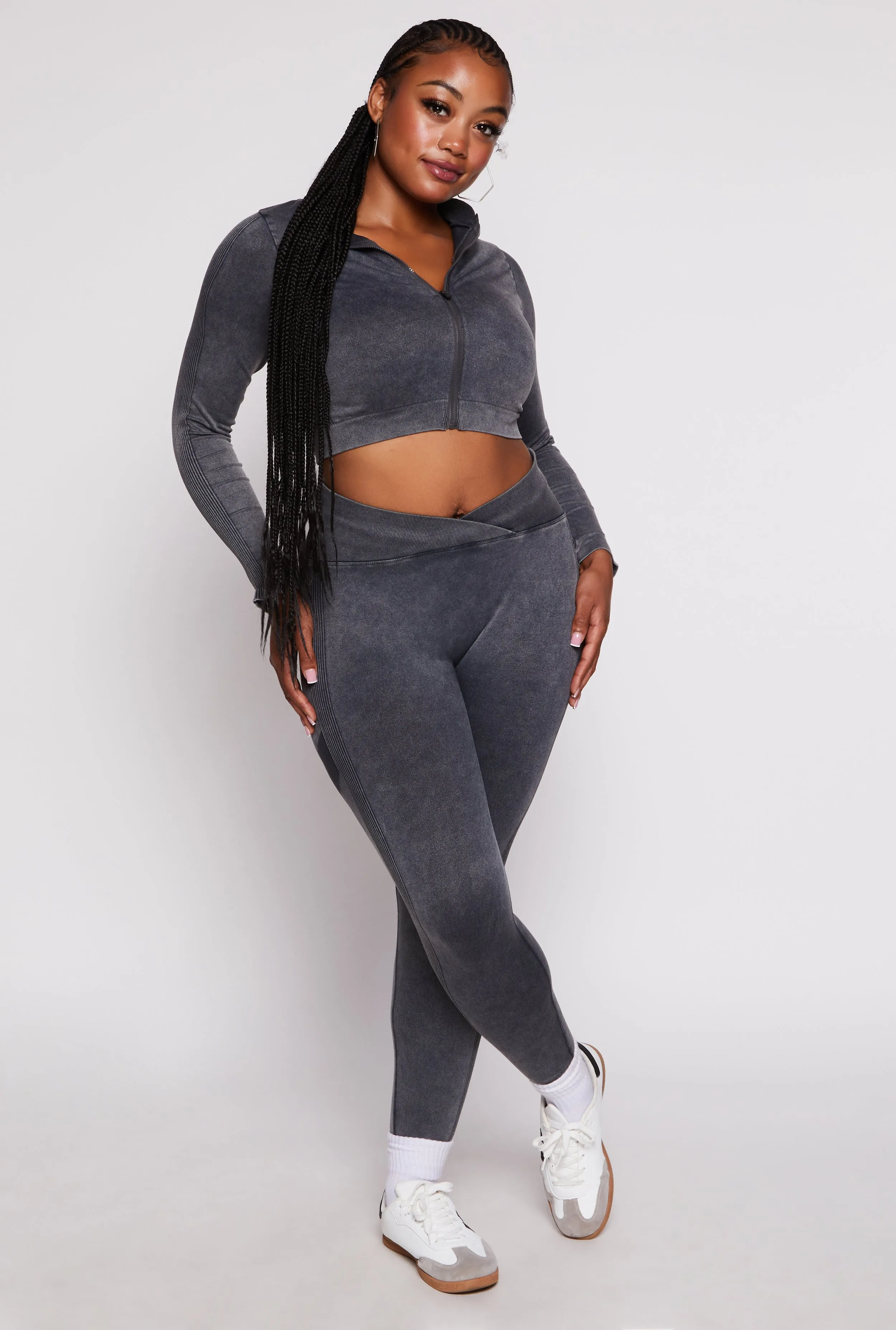 Plus Size Seamless Zip Front Cropped Track Jacket sold by Rainbow product image thumbnail 2