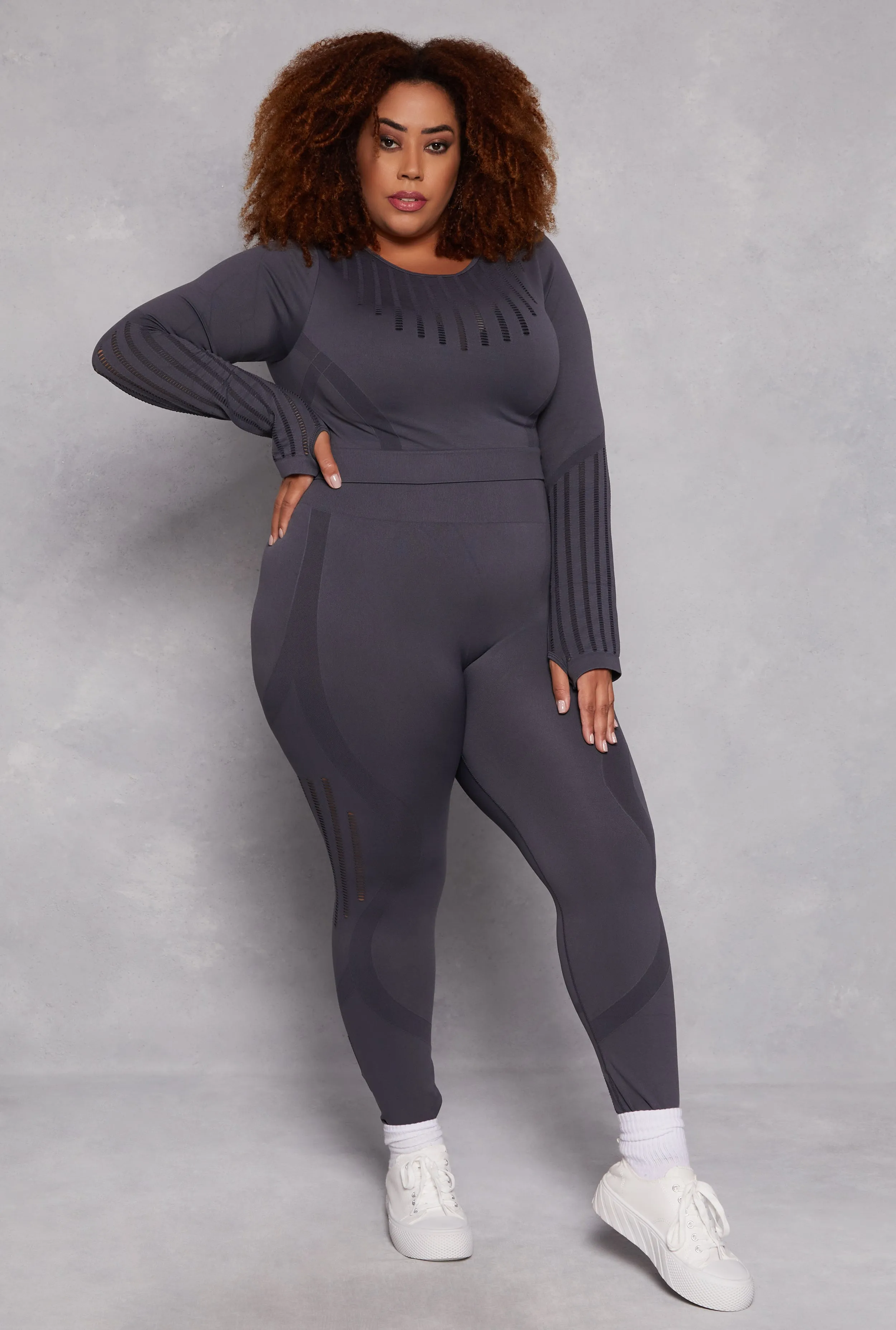 Plus Size Seamless Laser Cut Leggings sold by Rainbow