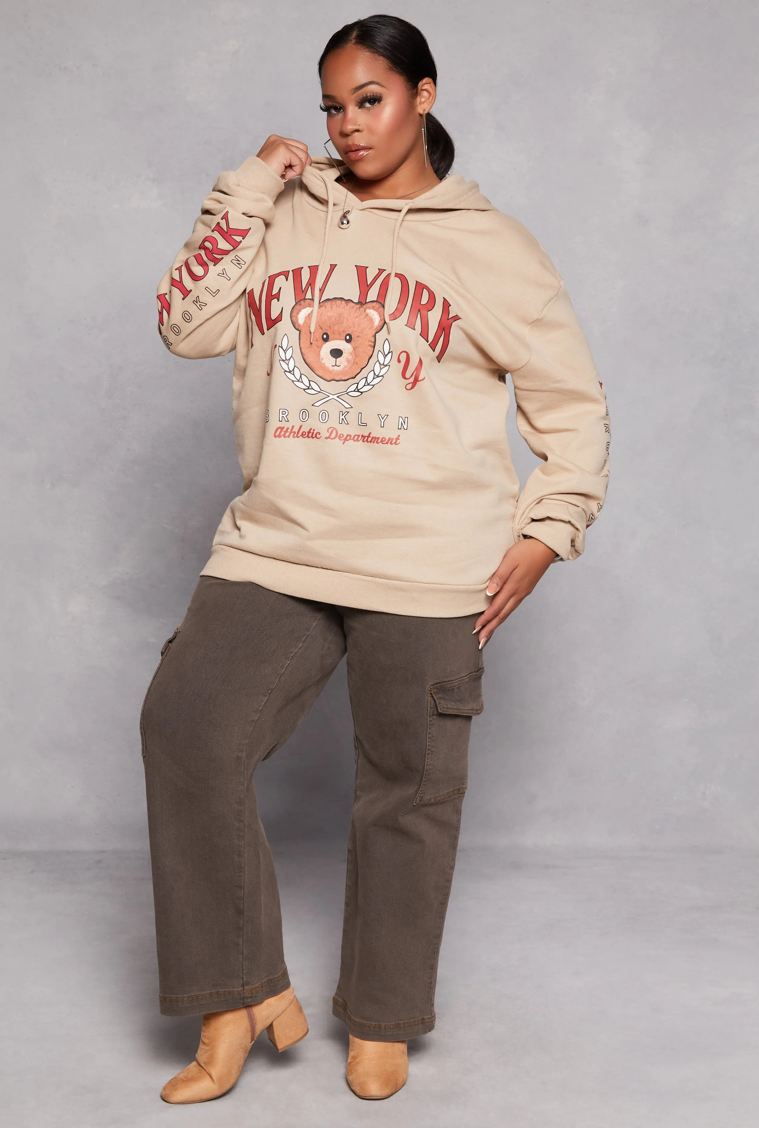 Plus Size New York Brooklyn Bear Hoodie sold by Rainbow product image thumbnail 2