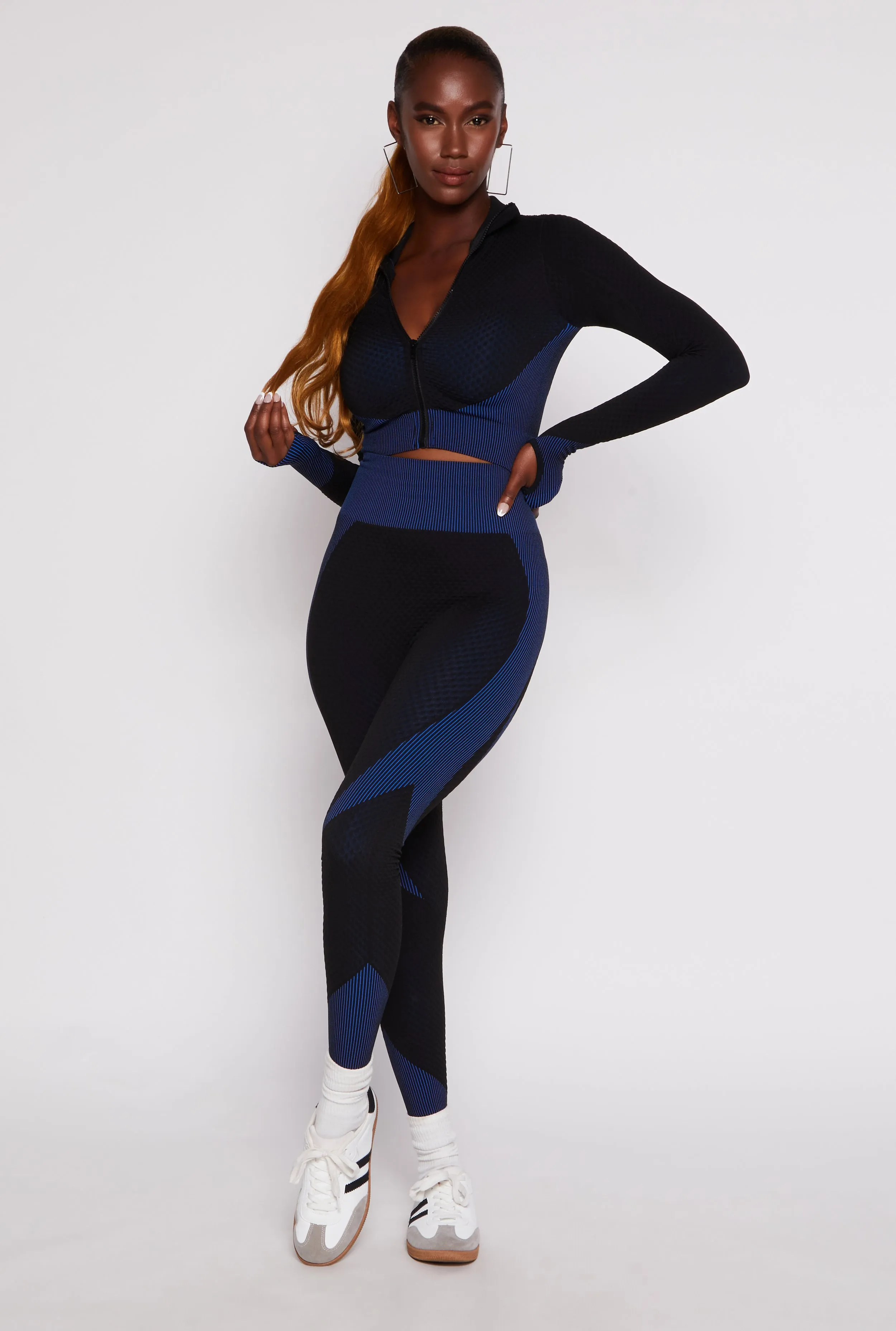 Seamless Textured Knit Zip Front Track Jacket sold by Rainbow product image thumbnail 2