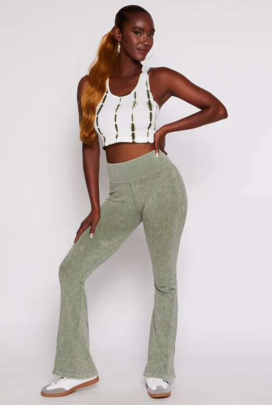 Ribbed High Waist Flare Yoga Pants sold by Rainbow